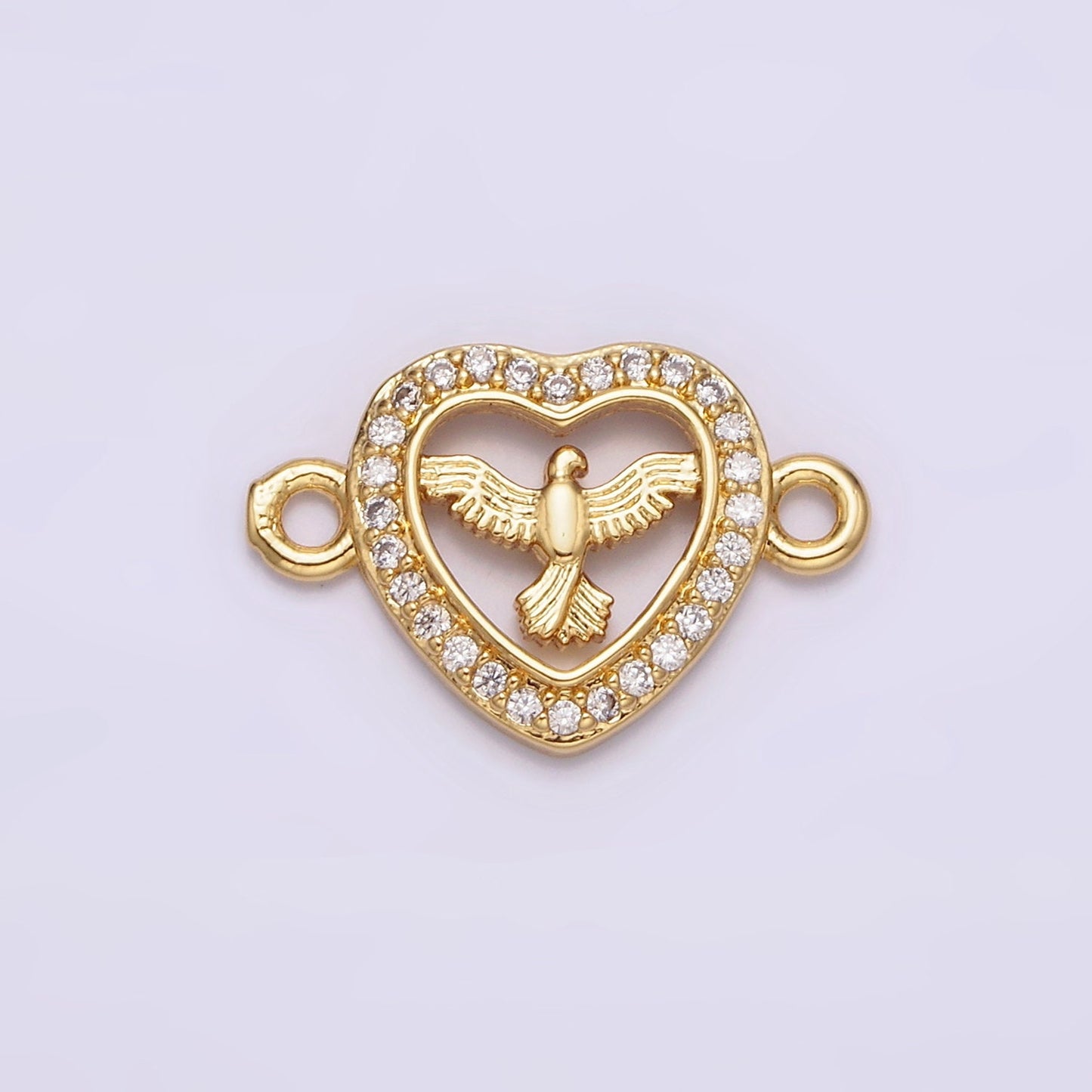 16K Gold Filled Holy Spirit Charm Connector, First Holy Communion Dove Gold Pendant, Catholic Christian Jewelry Bracelet Supply | G-651