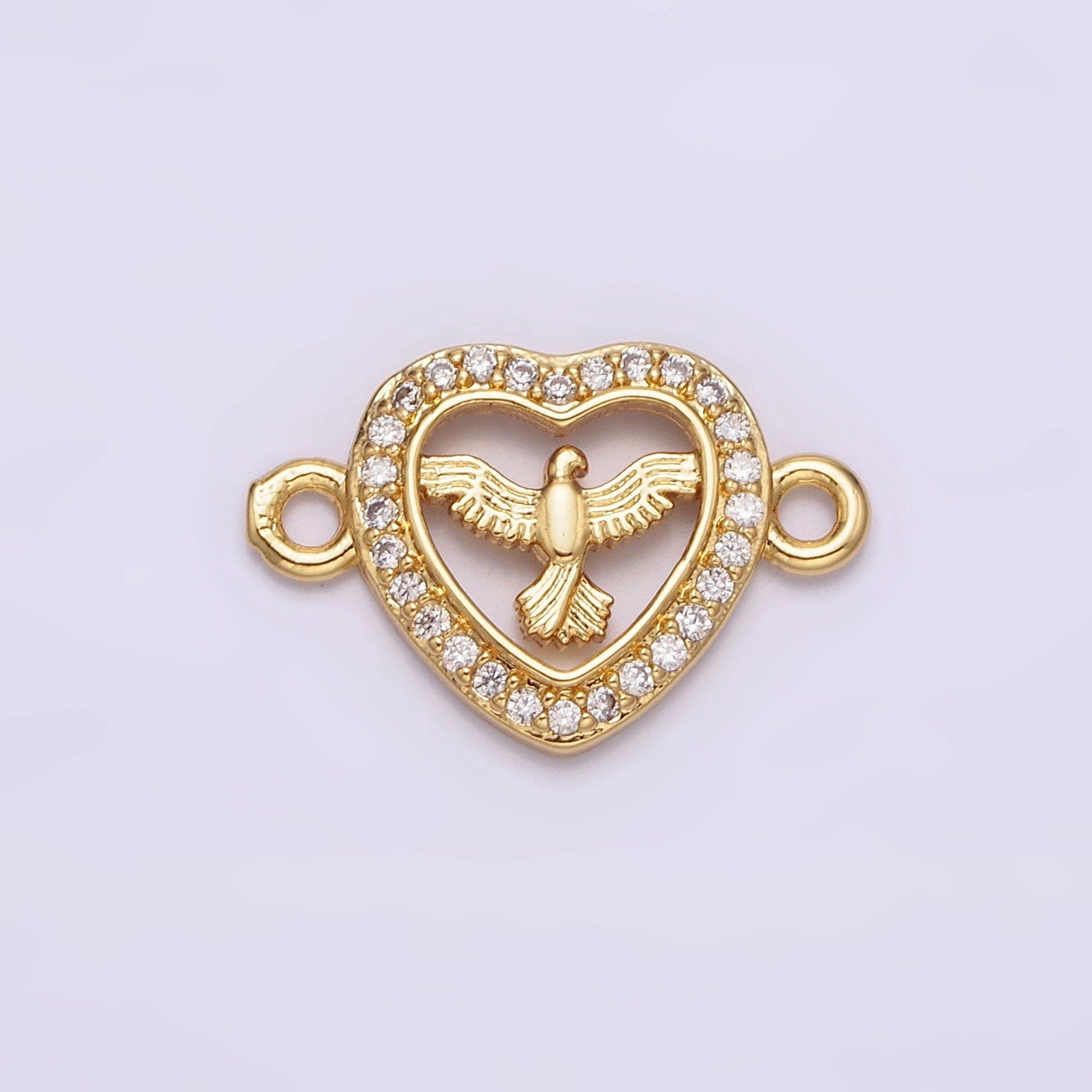 16K Gold Filled Holy Spirit Charm Connector, First Holy Communion Dove Gold Pendant, Catholic Christian Jewelry Bracelet Supply | G-651