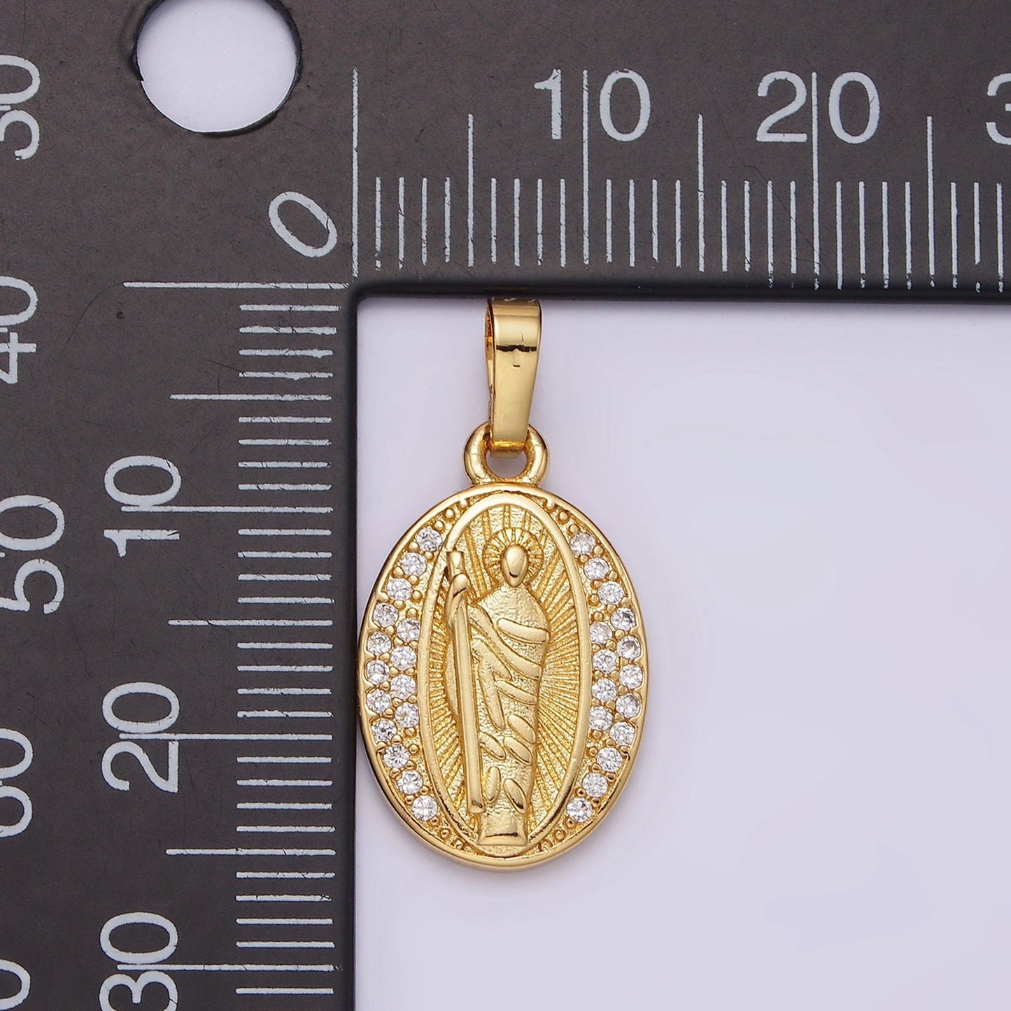 Saint Jude Necklace Pendant Gold Religious Medallion Pendant Catholic Jewelry Patron Saint Inspired Religious Jewelry Making Supply AA608