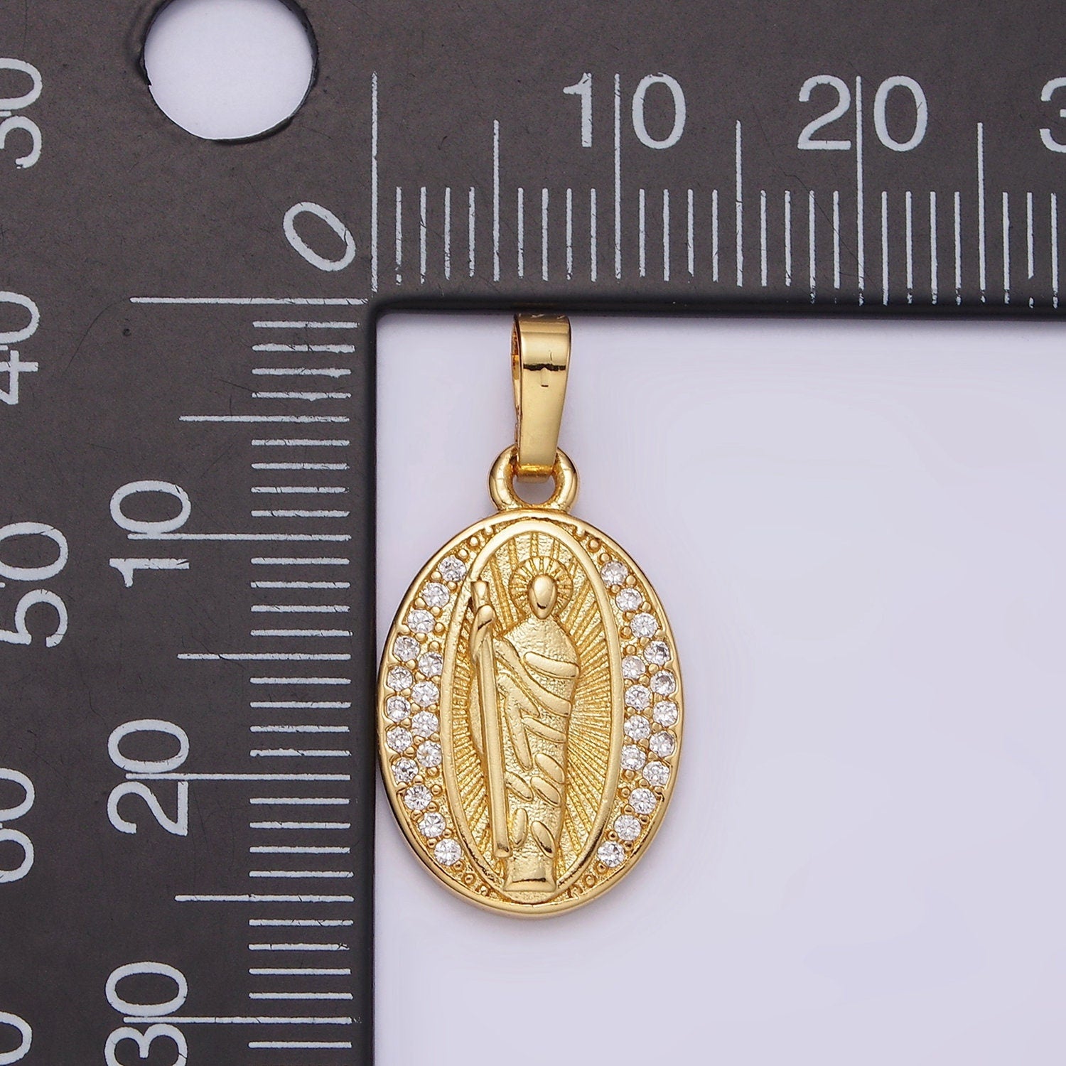 Saint Jude Necklace Pendant Gold Religious Medallion Pendant Catholic Jewelry Patron Saint Inspired Religious Jewelry Making Supply AA608