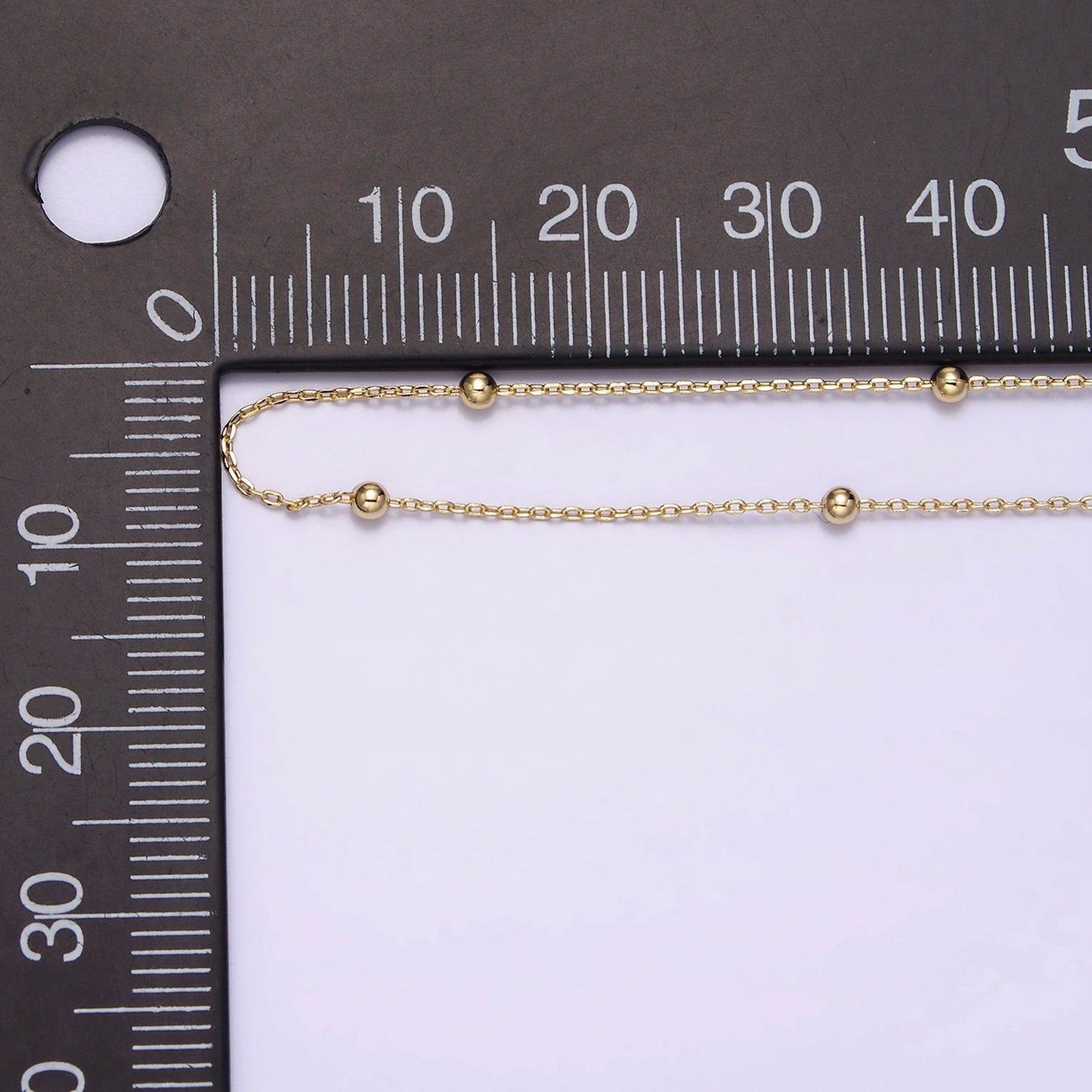 14K Gold Filled 0.5mm Dainty Satellite Beaded Cable Chain 18 Inch Layering Necklace | WA-1930