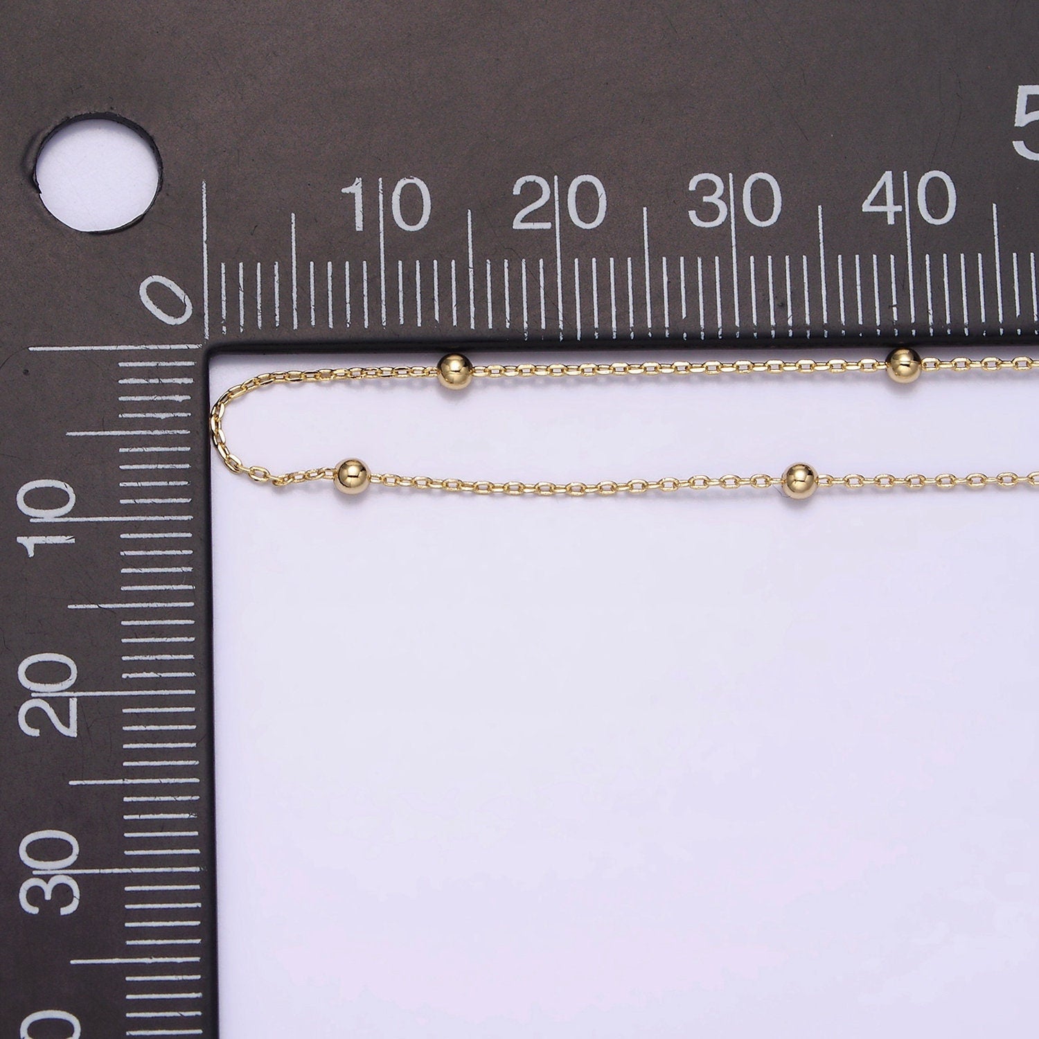 14K Gold Filled 0.5mm Dainty Satellite Beaded Cable Chain 18 Inch Layering Necklace | WA-1930