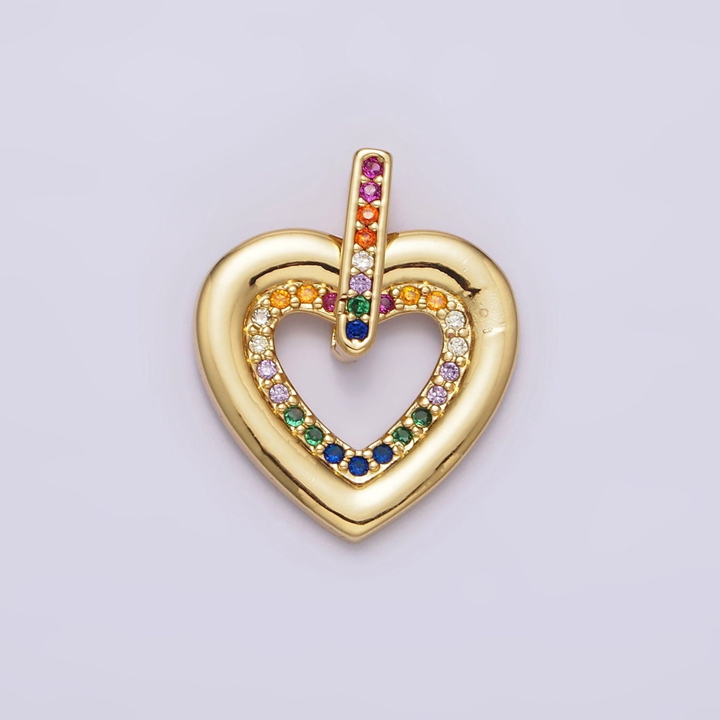 14K Gold Filled Dainty Multi Color CZ Gold Love Heart Charm Necklace, Love Jewelry for Personalized Necklace Bracelet Pendant | AA-613