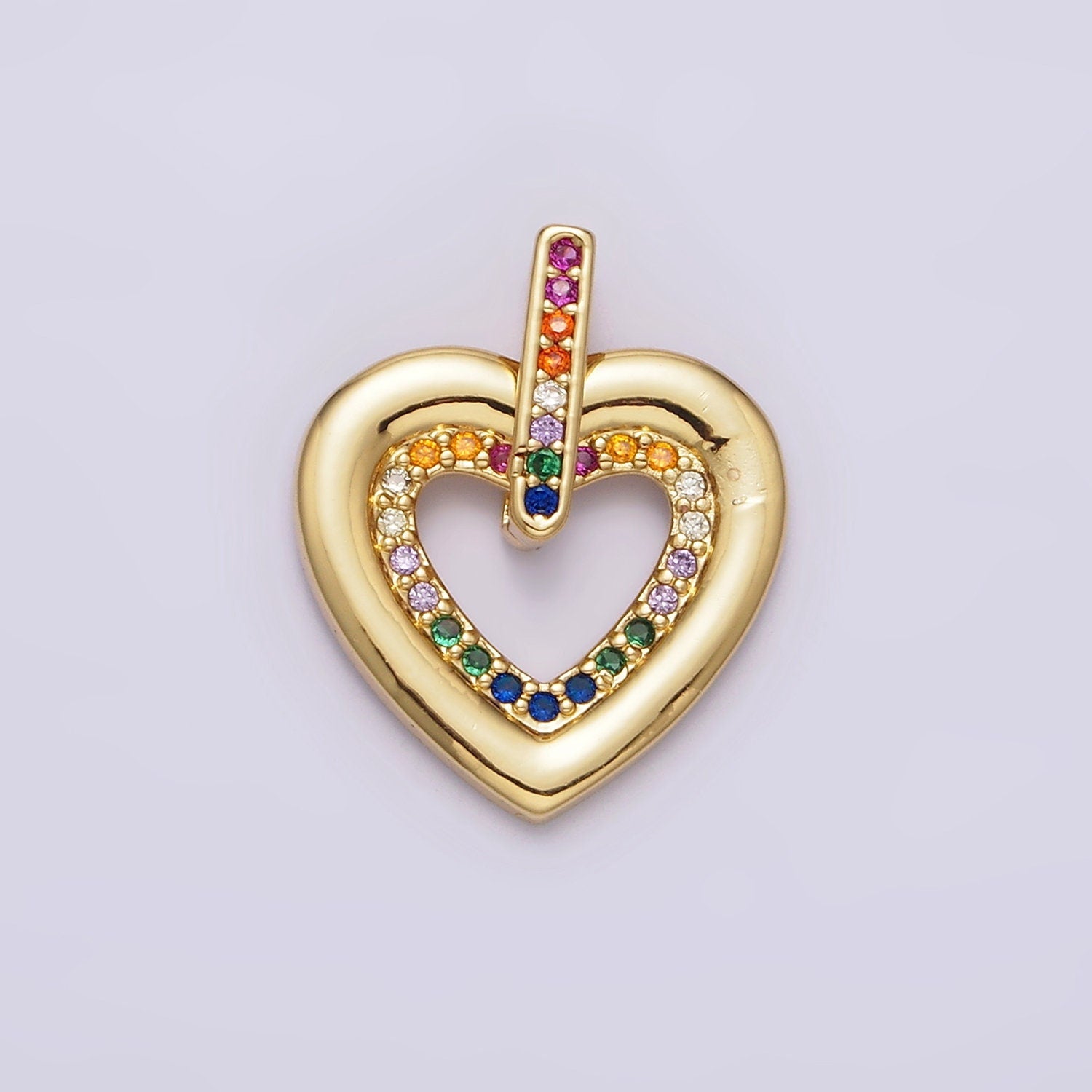 14K Gold Filled Dainty Multi Color CZ Gold Love Heart Charm Necklace, Love Jewelry for Personalized Necklace Bracelet Pendant | AA-613