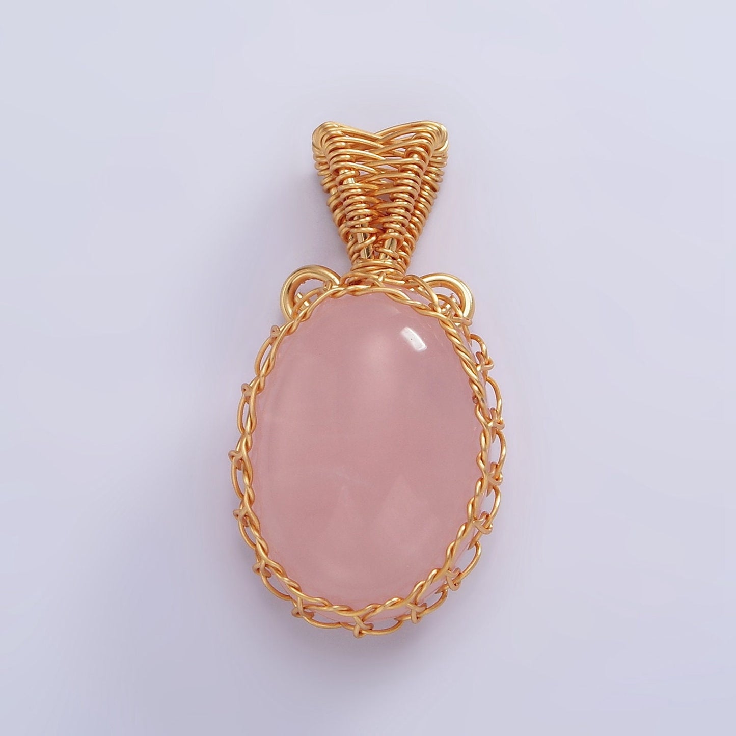 Handmade Crystal Wire Wrapped Necklaces Pendant Rose Quartz Amethyst Jade Onyx Healing Stone Oval Gemstone Necklaces Charm AA616
