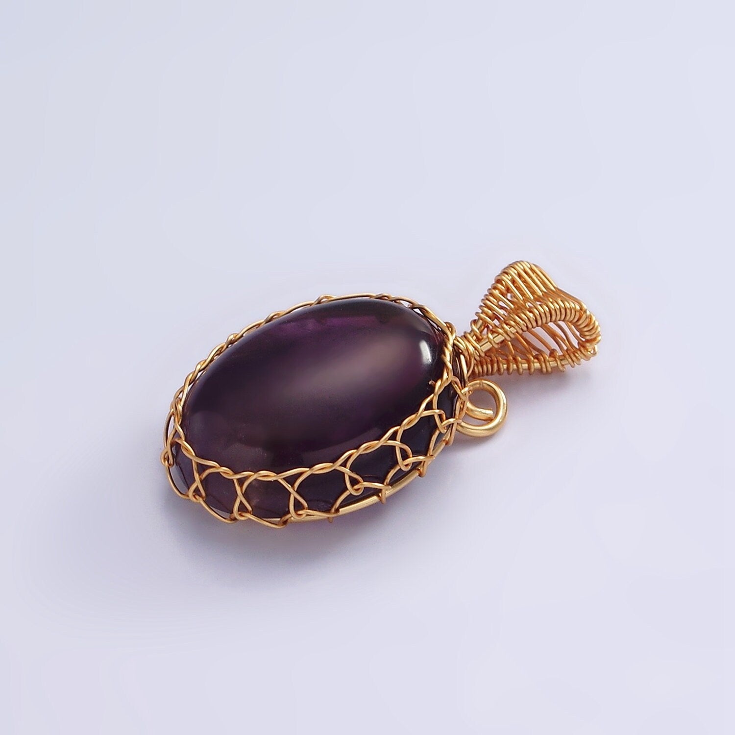Handmade Crystal Wire Wrapped Necklaces Pendant Rose Quartz Amethyst Onyx Healing Stone Oval Gemstone Necklaces Charm AA621