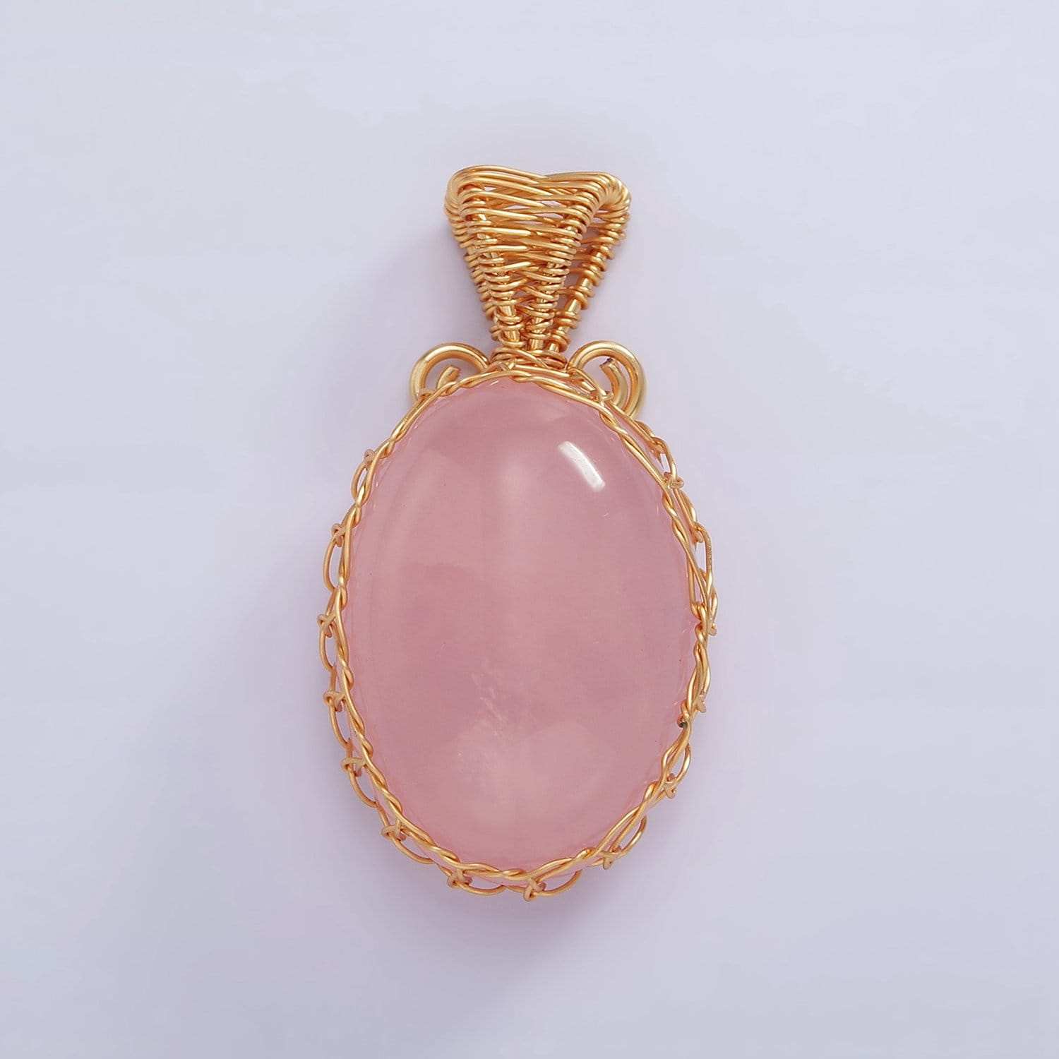 Amethyst / Rose Quartz Wire Wrapped Crystal Necklace Pendant Gold Fill Natural Love Healing Necklace Charm Natural Gemstone Wire Wrap AA625