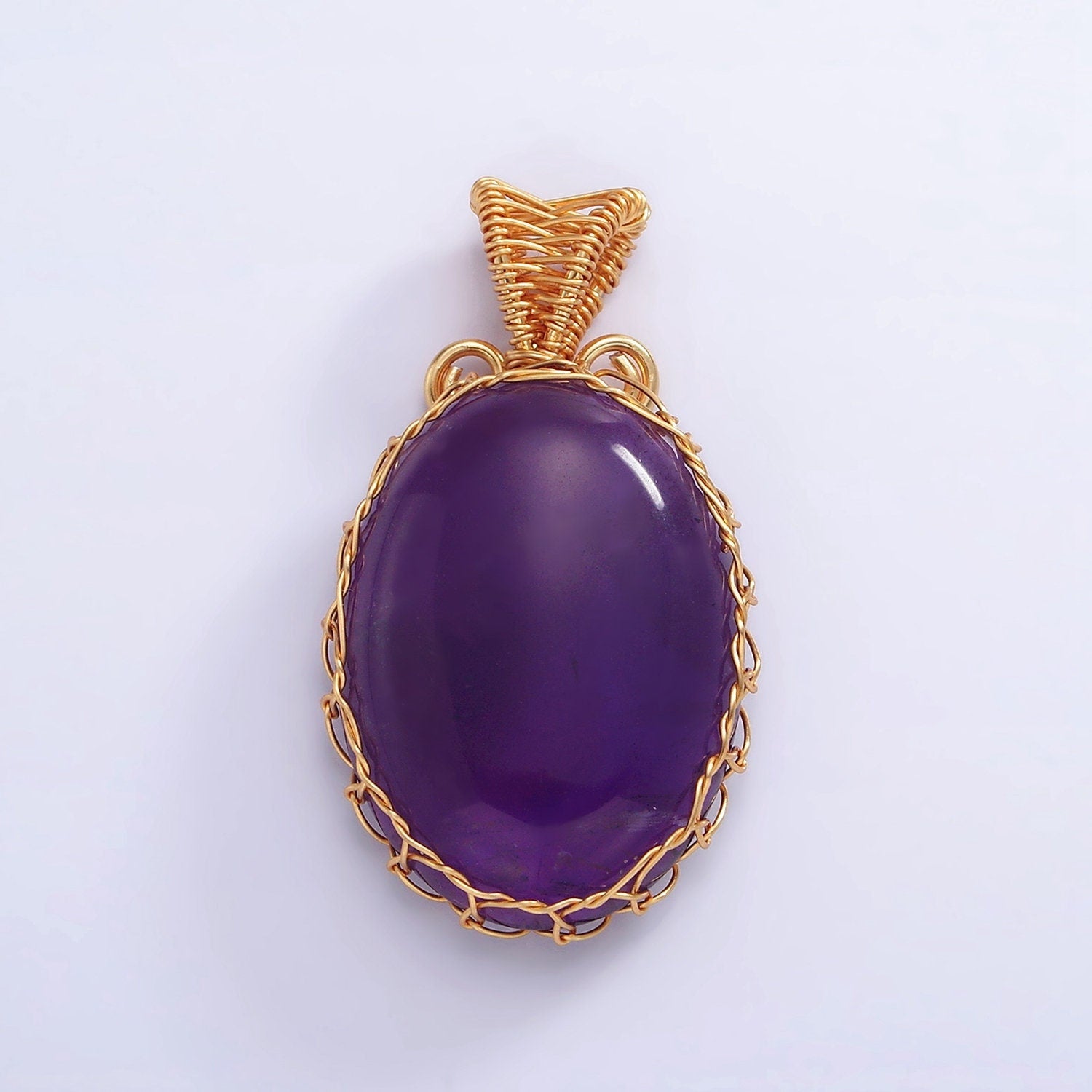 Amethyst / Rose Quartz Wire Wrapped Crystal Necklace Pendant Gold Fill Natural Love Healing Necklace Charm Natural Gemstone Wire Wrap AA625