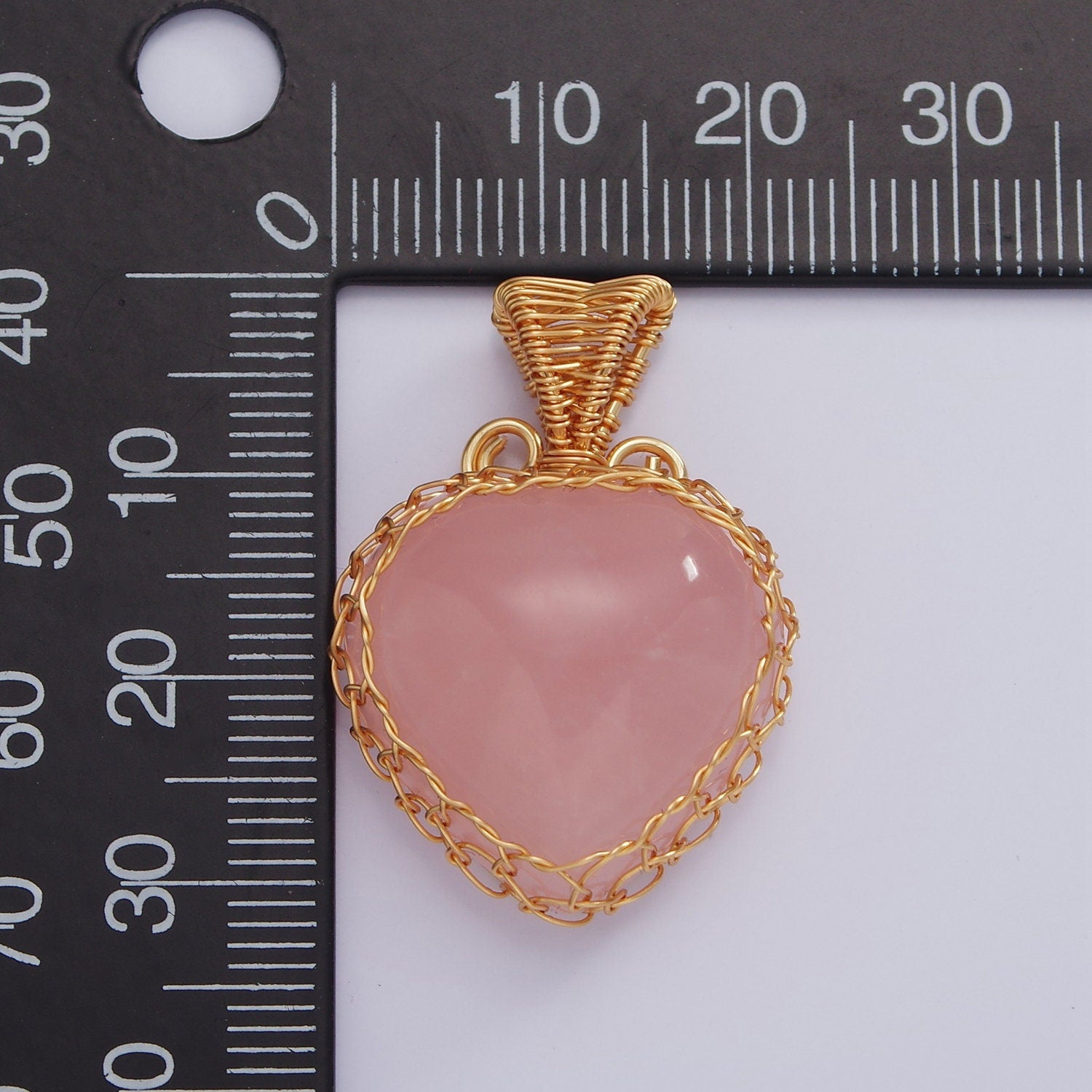 Heart Rose Quartz Wire Wrapped Crystal Necklace Pendant Gold Fill Natural Love Healing Necklace Charm Natural Gemstone Wire Wrap AA627