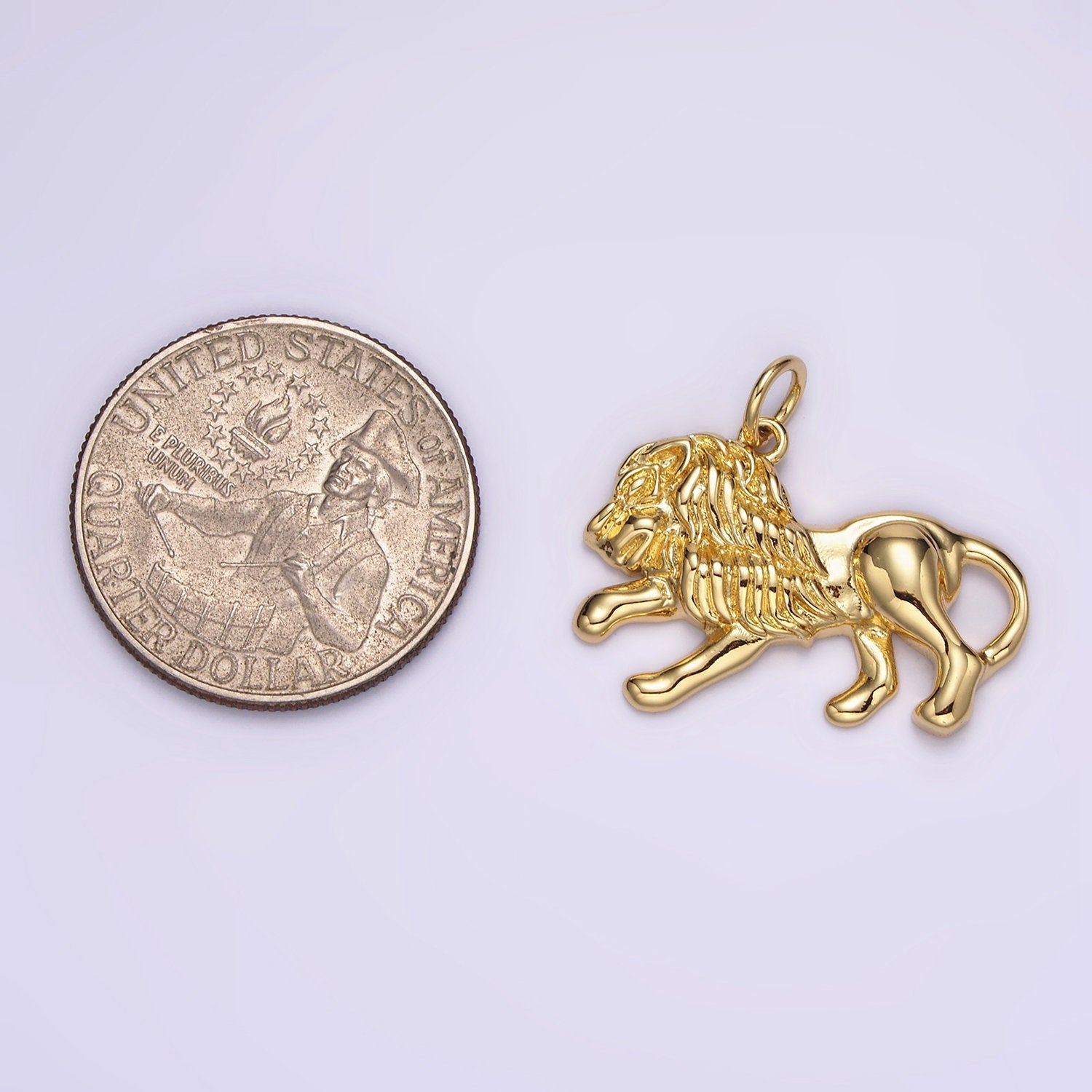 14K Gold Filled 24mm Lion Animal Minimalist Charm Leo Zodiac Sign | N1527