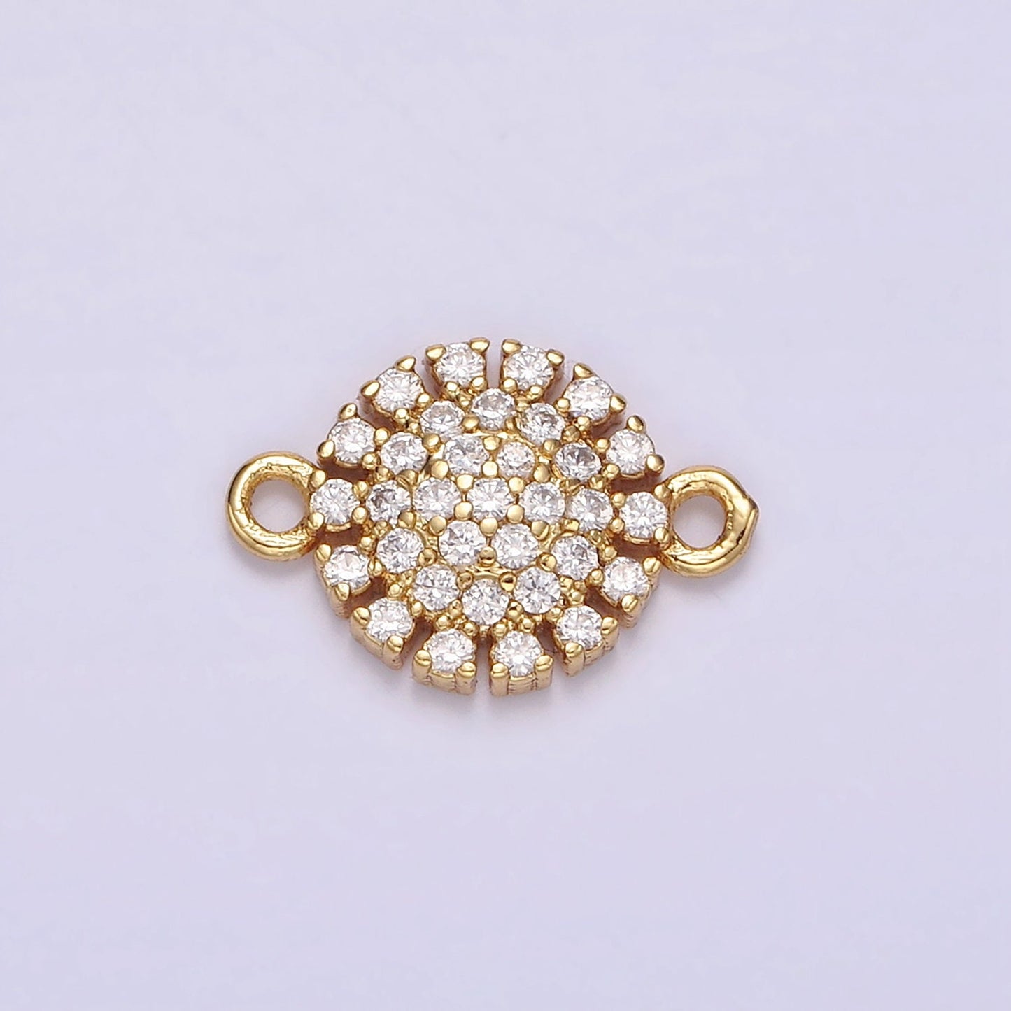 14K Gold Filled 9.5mm Clear Micro Paved CZ Round Connector | G723