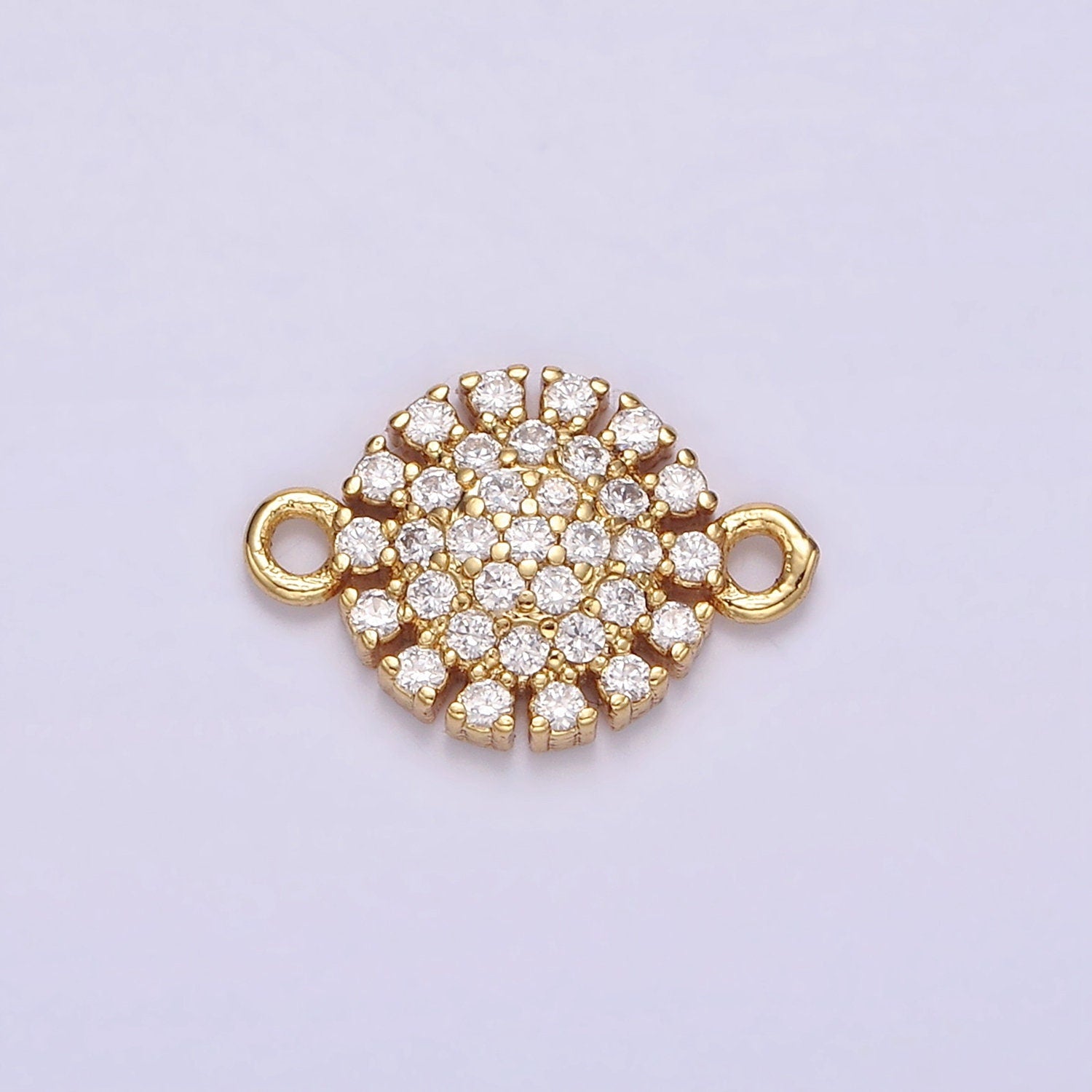 14K Gold Filled 9.5mm Clear Micro Paved CZ Round Connector | G723