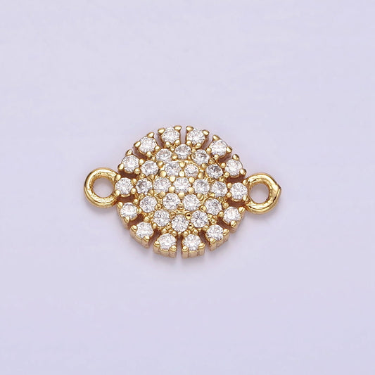 14K Gold Filled 9.5mm Clear Micro Paved CZ Round Connector | G723
