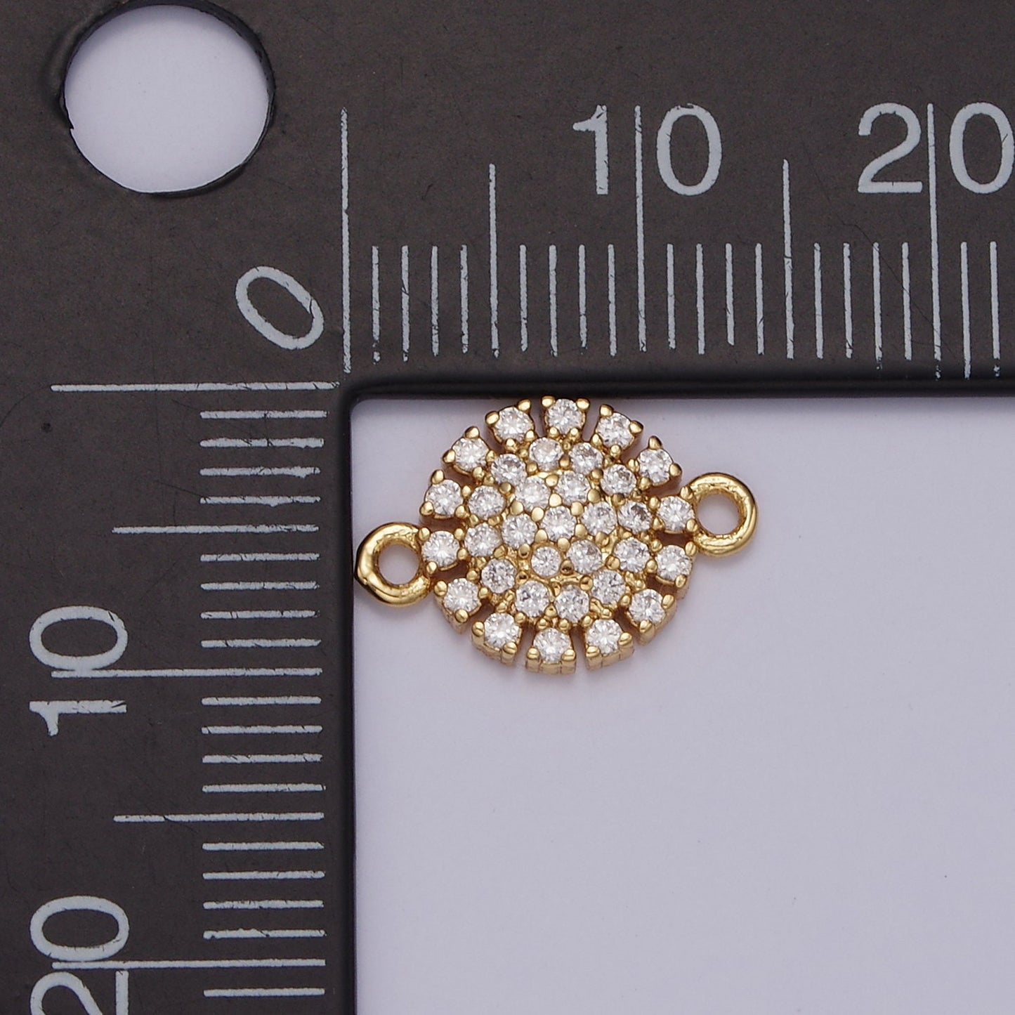 14K Gold Filled 9.5mm Clear Micro Paved CZ Round Connector | G723