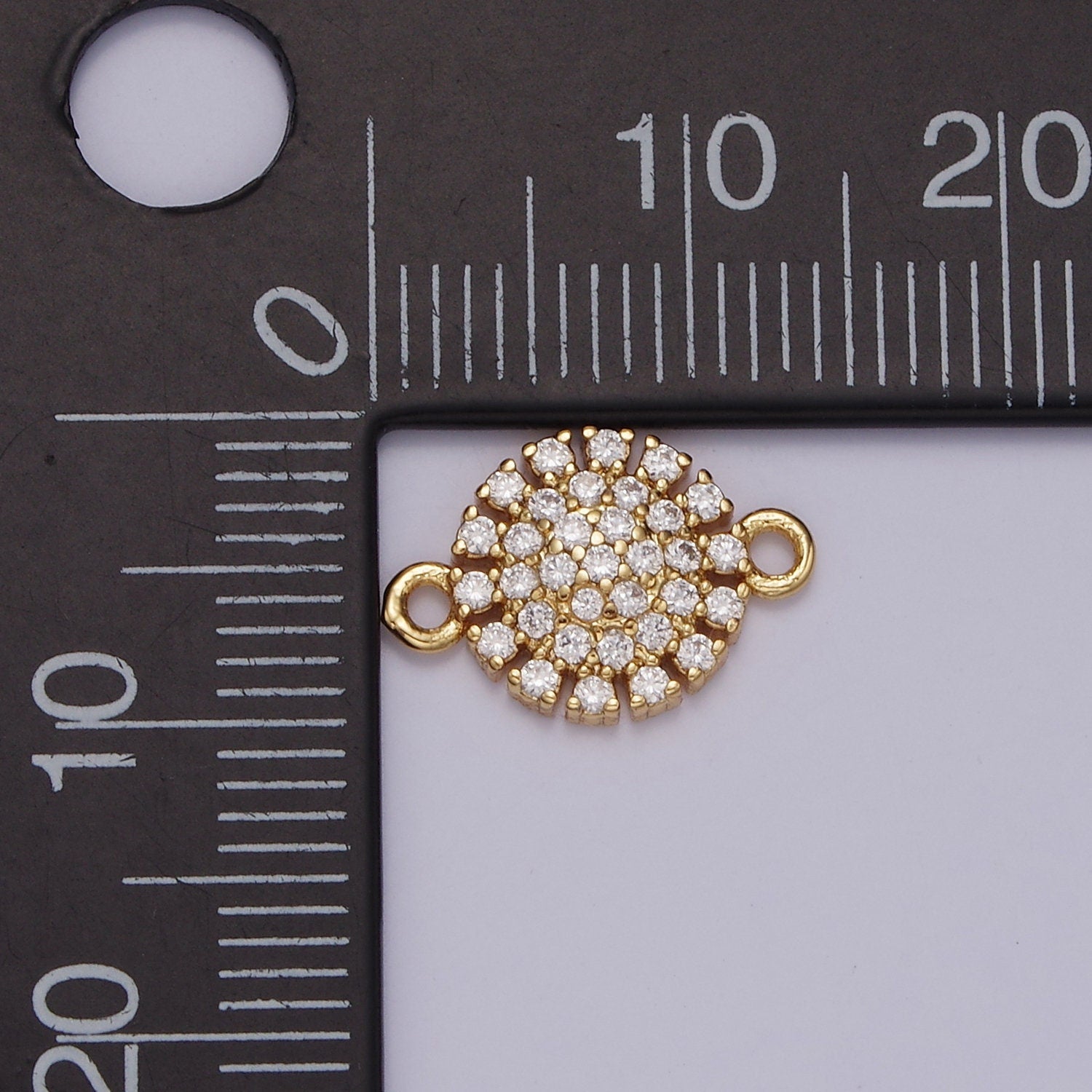 14K Gold Filled 9.5mm Clear Micro Paved CZ Round Connector | G723