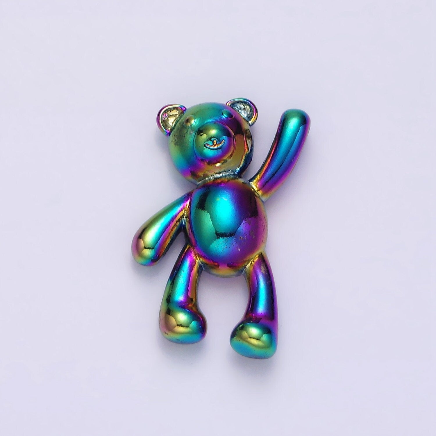 Stainless Steel 24mm ,17.5mm Iridescent Rainbow Holding On Teddy Bear Animal Pendant | P844 P845