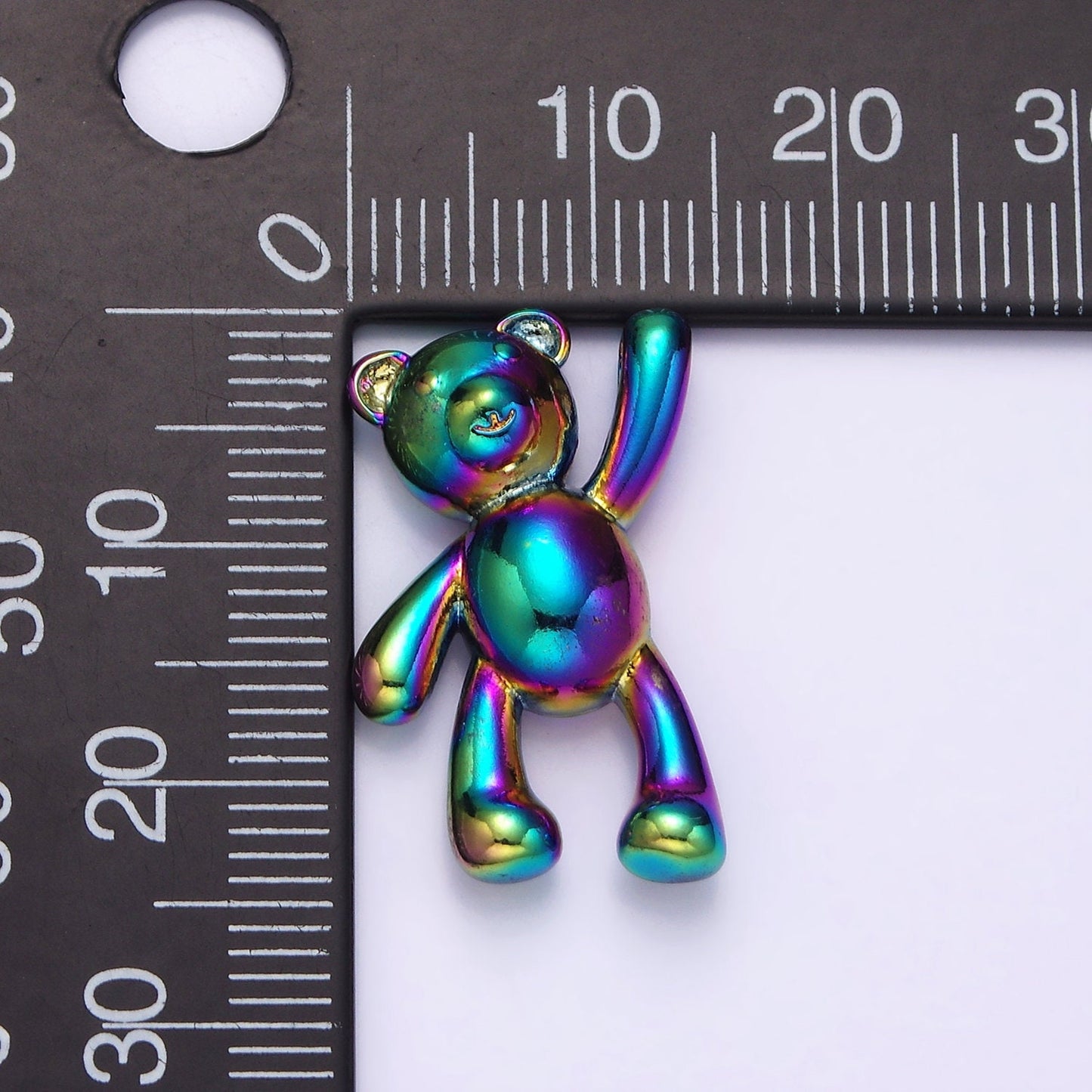 Stainless Steel 24mm ,17.5mm Iridescent Rainbow Holding On Teddy Bear Animal Pendant | P844 P845