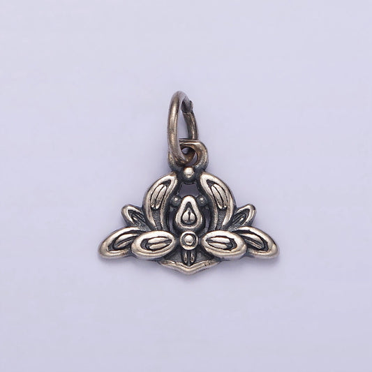 Sterling Silver S925 Flower Leaf Nature Arrangement Charm | SL-380