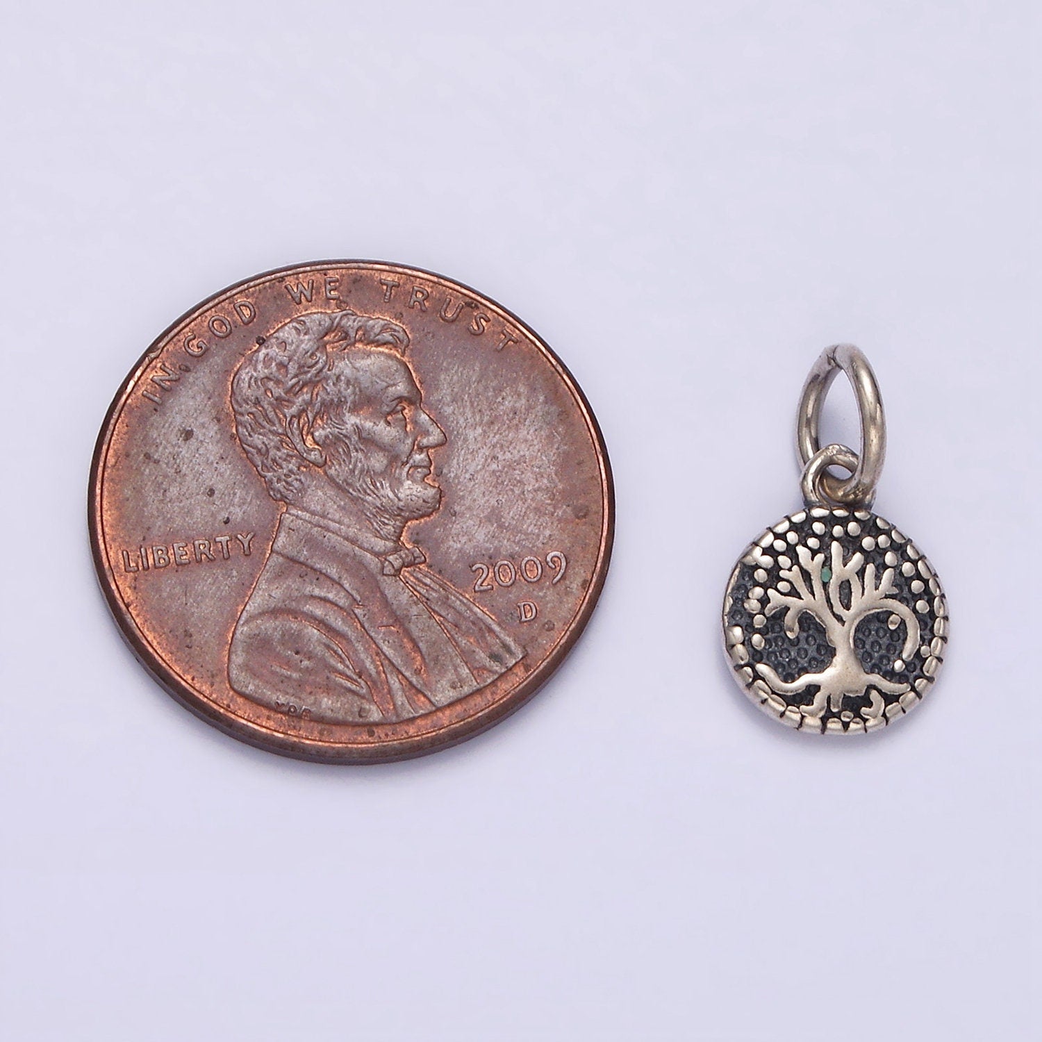 S925 Sterling Silver 8mm Nature Tree Leaf Round Add-On Charm | SL-384