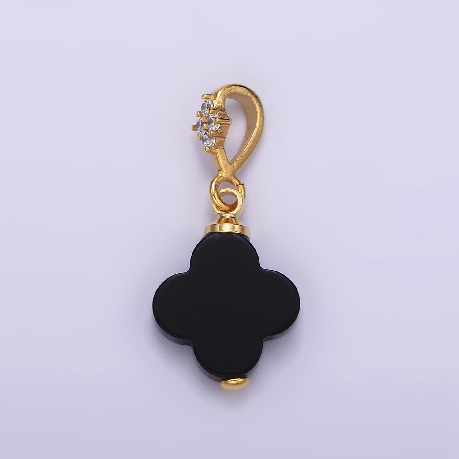 14k Gold Filled Dainty Clover Red Carnelian Charm July Birthstone Black Onyx Pendant N1294 N1295