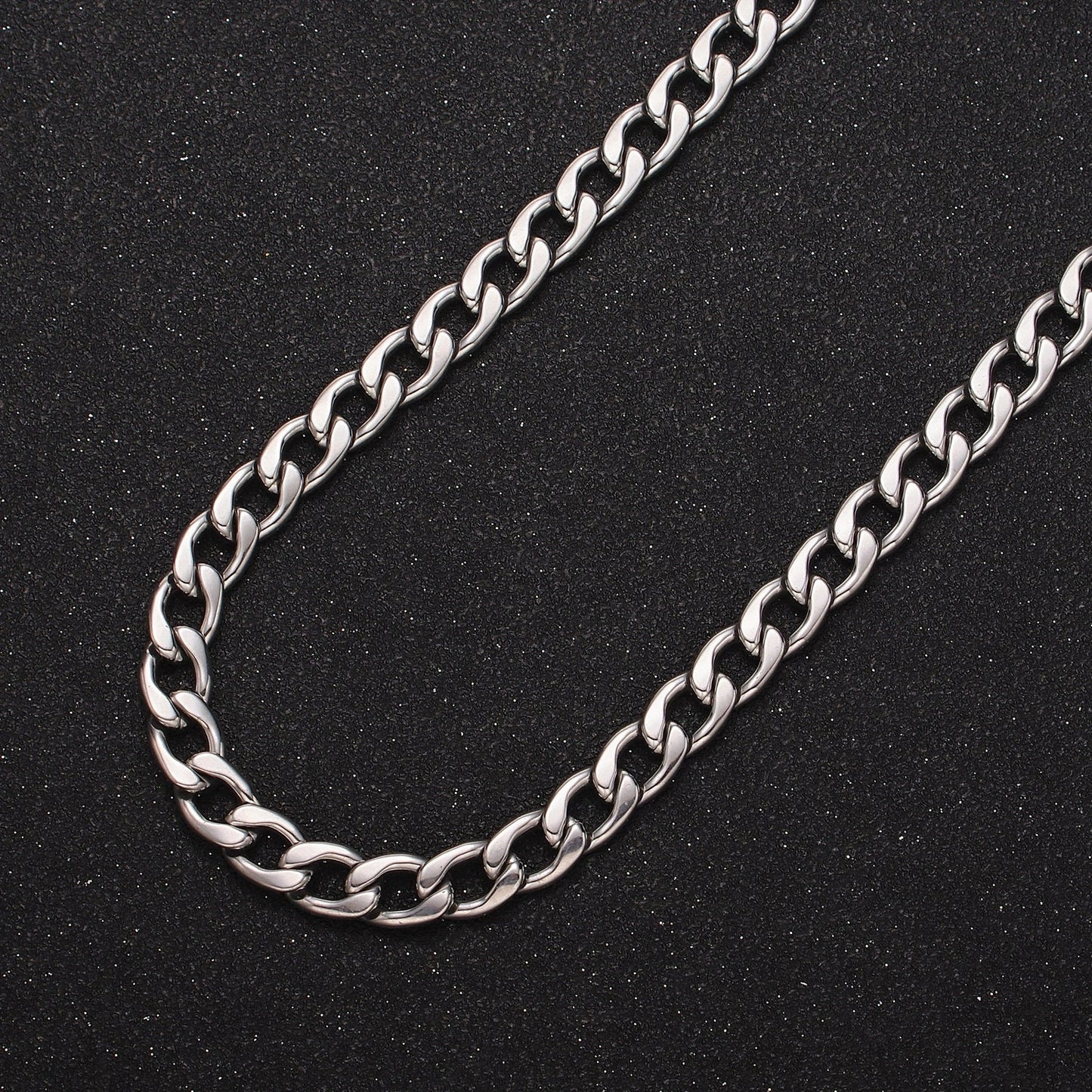 White Gold Filled 7.5mm Cuban Concave Flat Curb Unfinished Chain For Jewelry Making | ROLL-1489