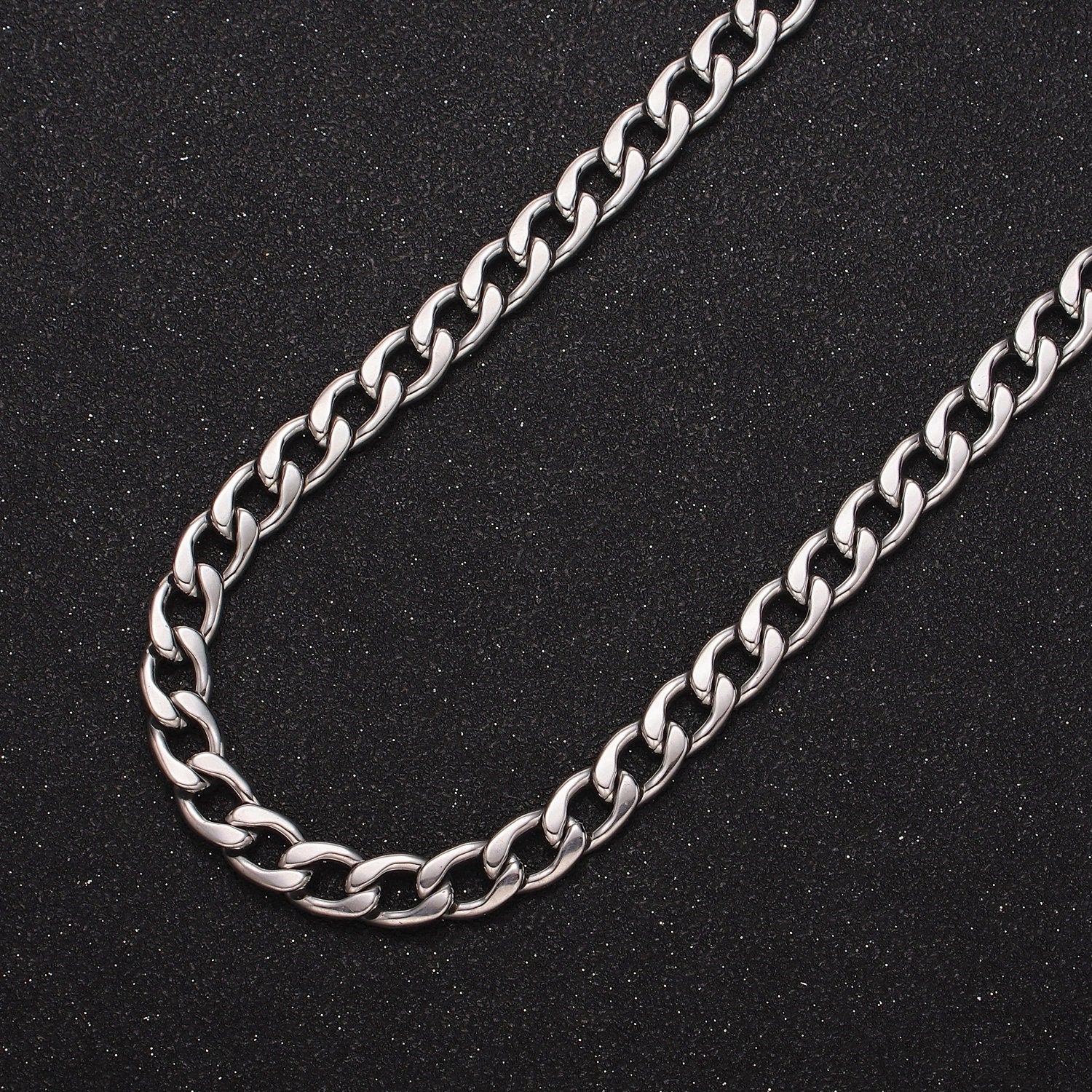White Gold Filled 7.5mm Cuban Concave Flat Curb Unfinished Chain For Jewelry Making | ROLL-1489
