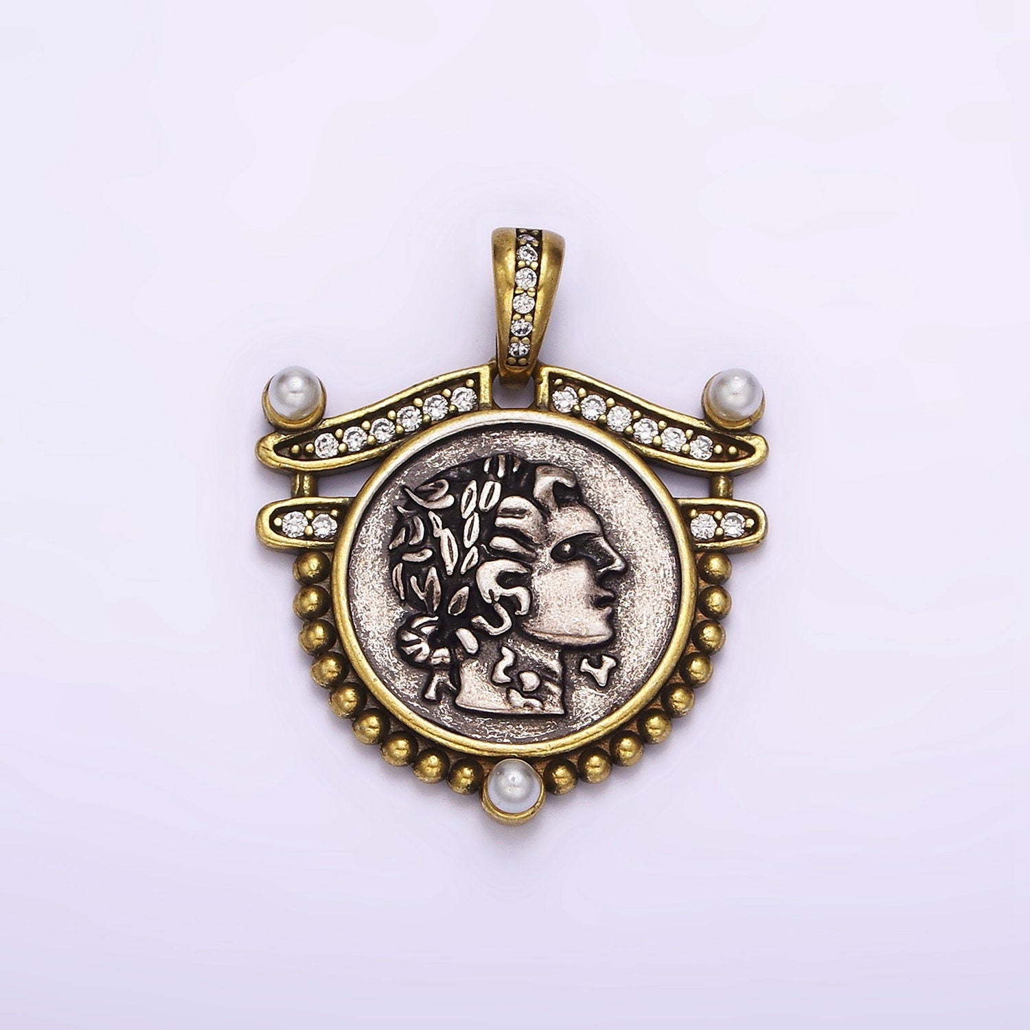Ancient Coin Findings Pendant , Roman Coin Charm Ancient Greek Medallion Charm AA-761