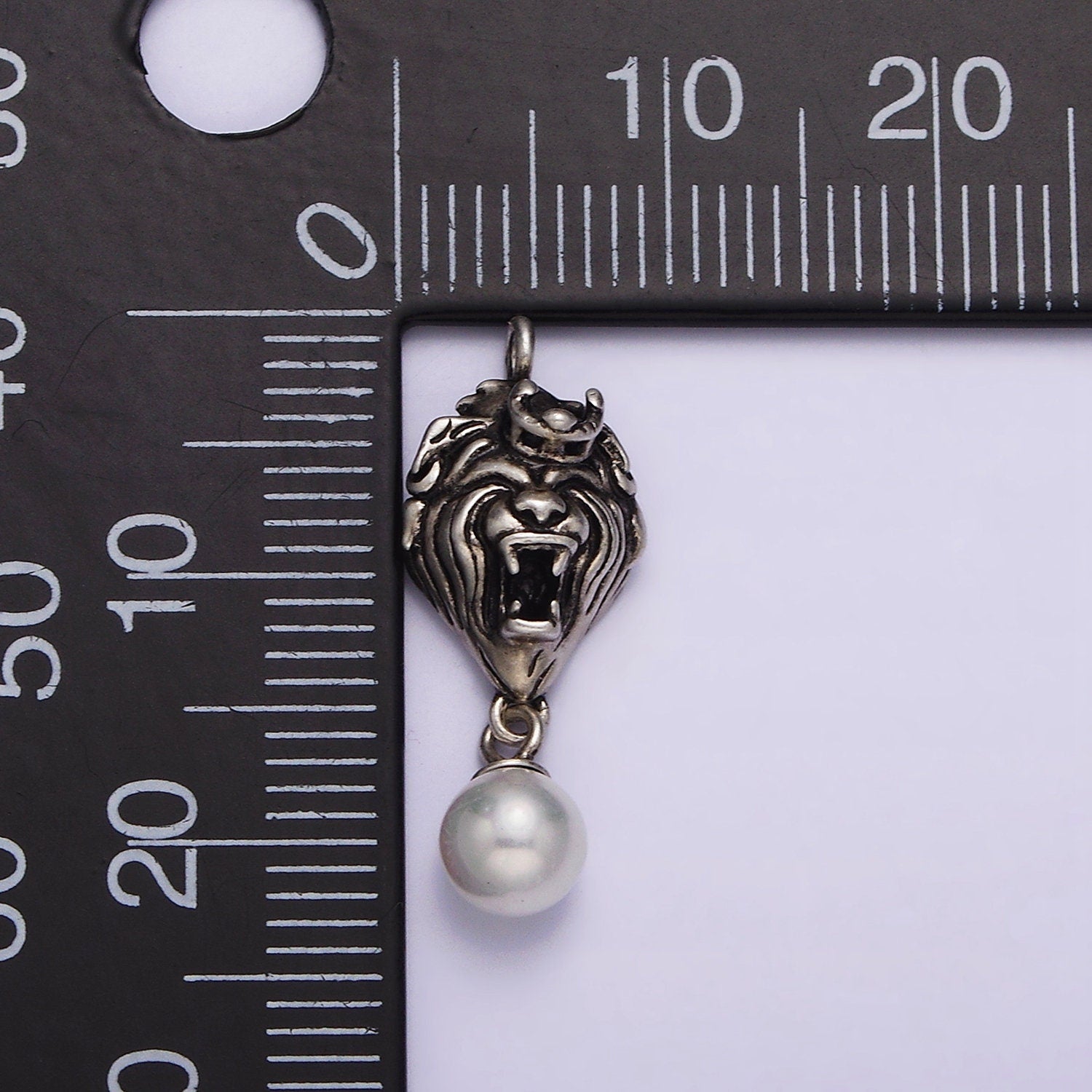 Dainty Lion King with Pearl Charm in 925 Sterling Silver Pendant SL-334