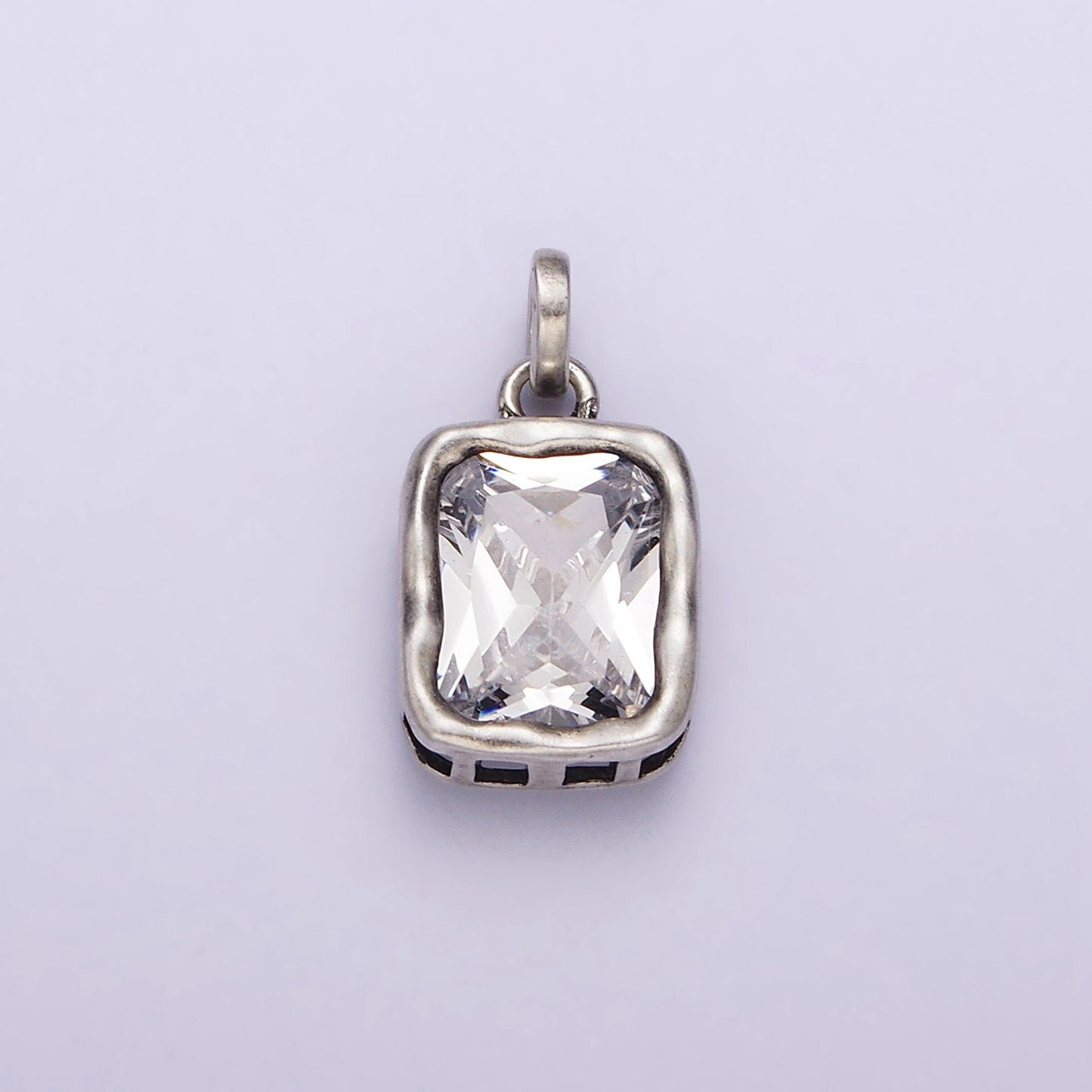 Dainty Rectangle Charm in 925 Sterling Silver Pendant CZ Drop Pendant SL-317