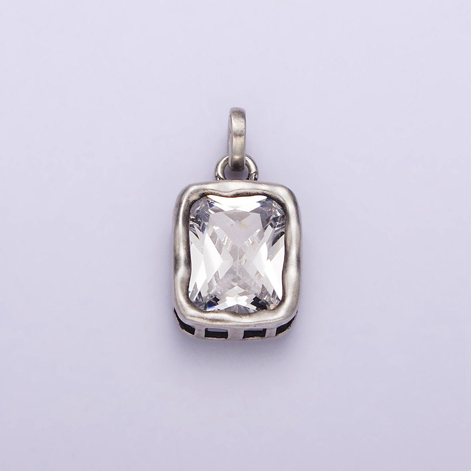 Dainty Rectangle Charm in 925 Sterling Silver Pendant CZ Drop Pendant SL-317