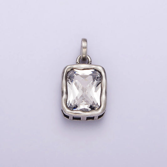 Dainty Rectangle Charm in 925 Sterling Silver Pendant CZ Drop Pendant SL-317