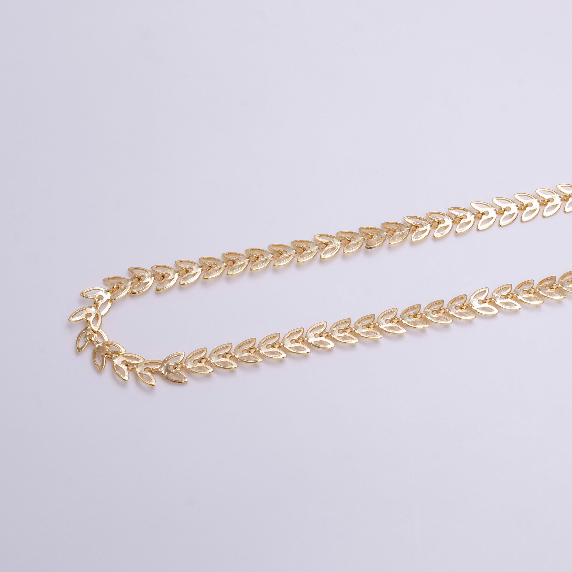 18K Gold Filled 6mm Designed Heart Lined Paddy Unfinished Chain For Jewelry Making | ROLL-1377