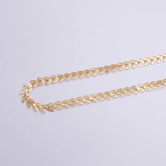 18K Gold Filled 6mm Designed Heart Lined Paddy Unfinished Chain For Jewelry Making | ROLL-1377