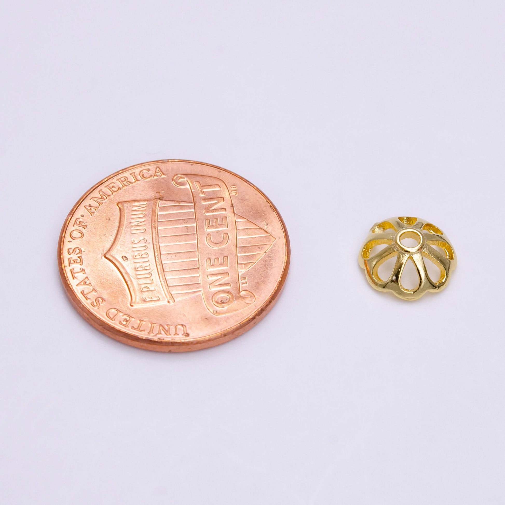 8mm Gold Filled Flower Bead Cap, Dainty Floral Bead Toppers, Bead Making Supply Z-920