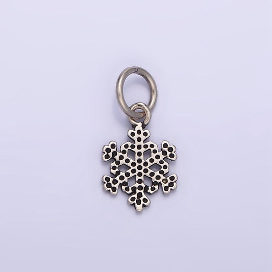 Sterling Silver S925 Dotted Snowflake Mini Add-On Charm | SL-344