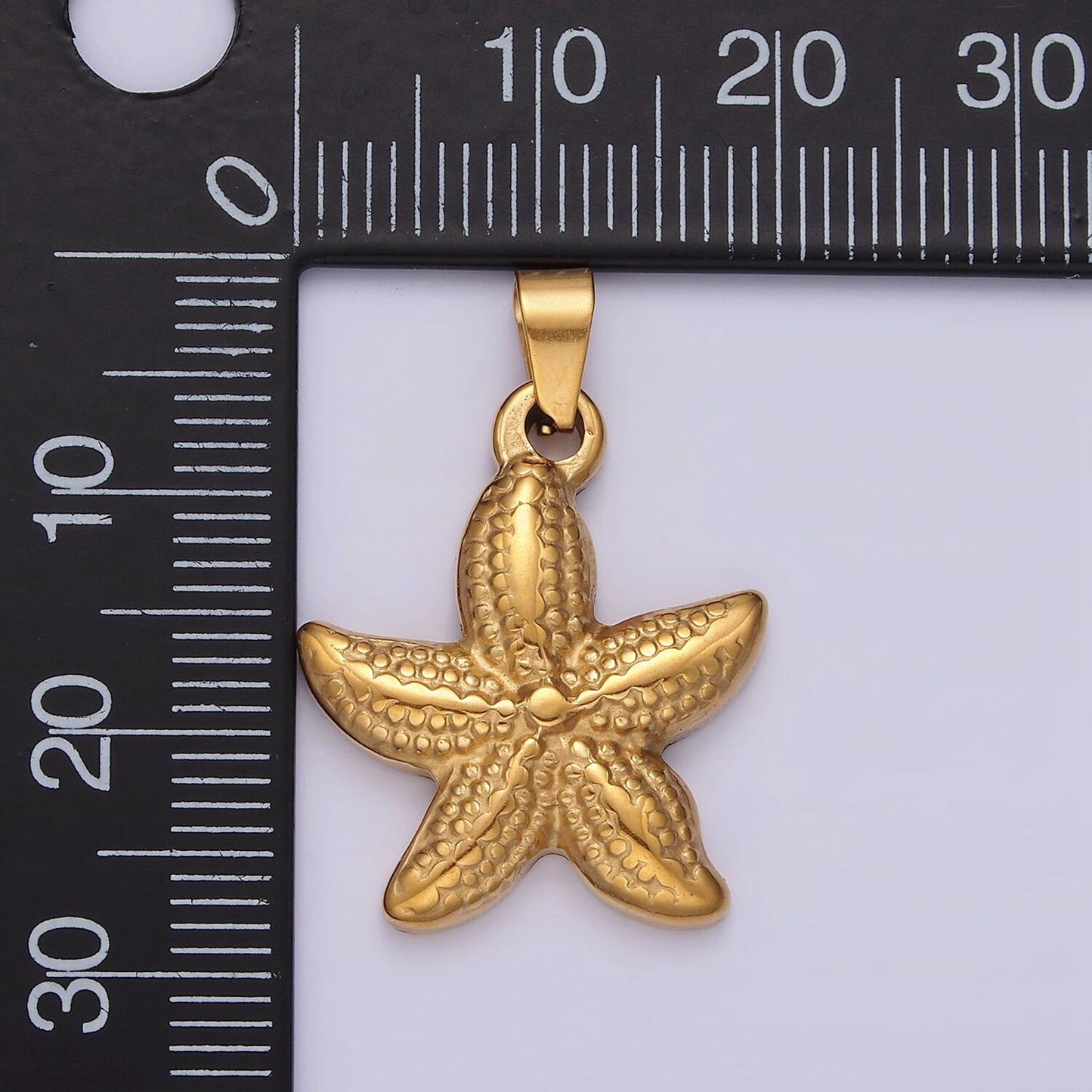 Gold StarFish Pendant Stainless Steel Star Fish Ocean Beach Under The Sea Mermaids Charm Jewelry | P-797