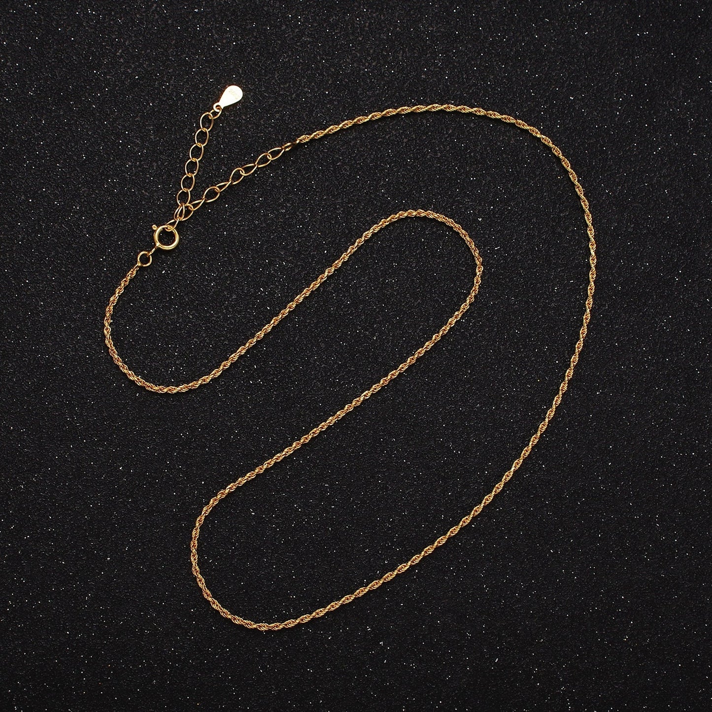 16K Gold Vermeil S925 Sterling Silver 1.2mm Dainty Twisted Rope Chain Necklace | WA-1956