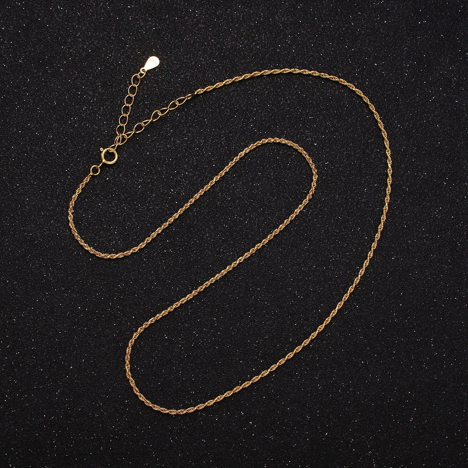 16K Gold Vermeil S925 Sterling Silver 1.2mm Dainty Twisted Rope Chain Necklace | WA-1956