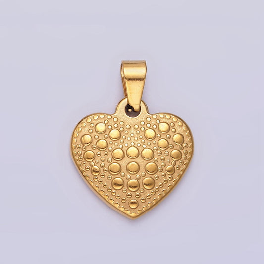 Stainless Steel 21mm Bubble Dotted Heart Pendant Love Charm for Necklace | P796