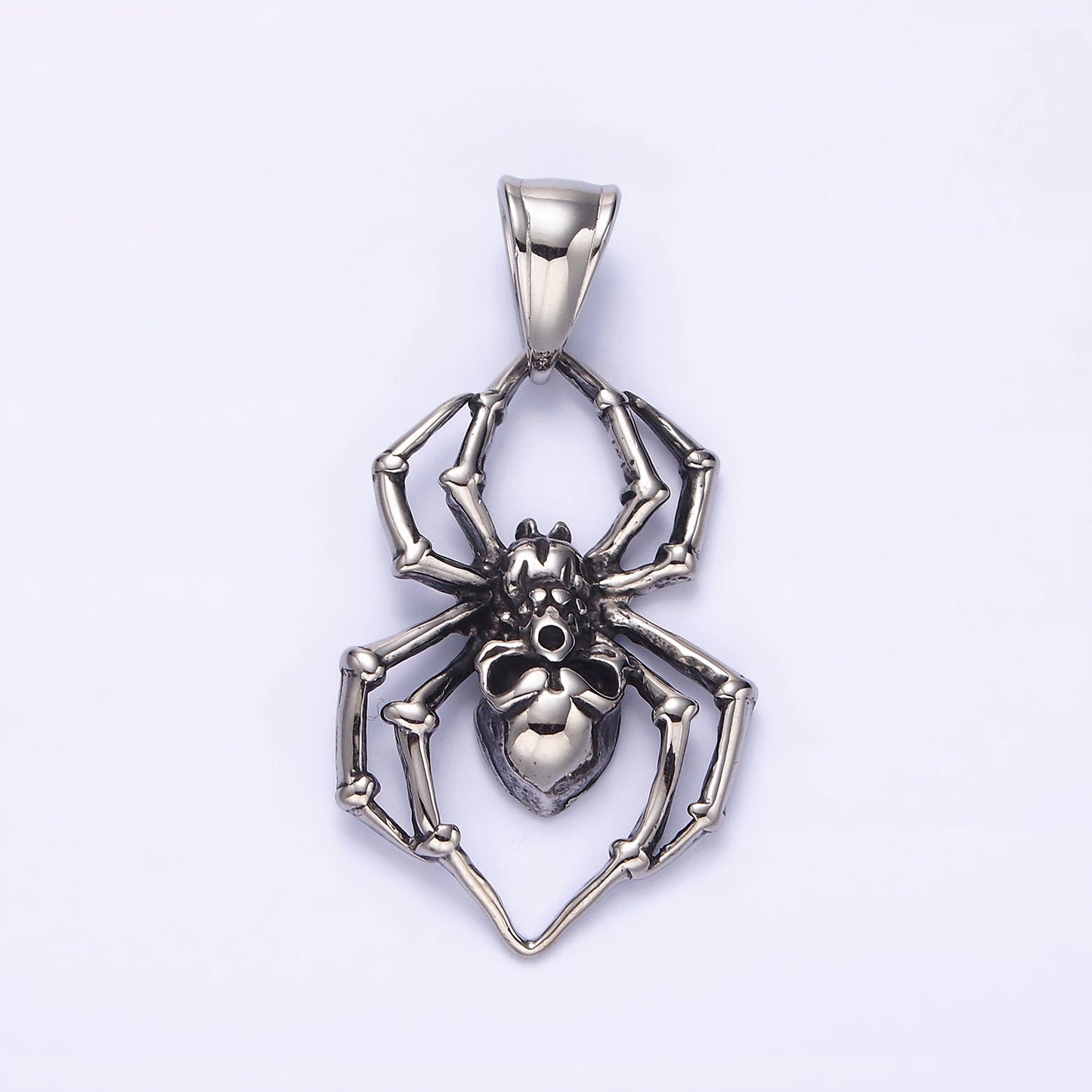 Stainless Steel 41mm Skull Skeleton Spider Insect Pendant in Gold & Silver | P739