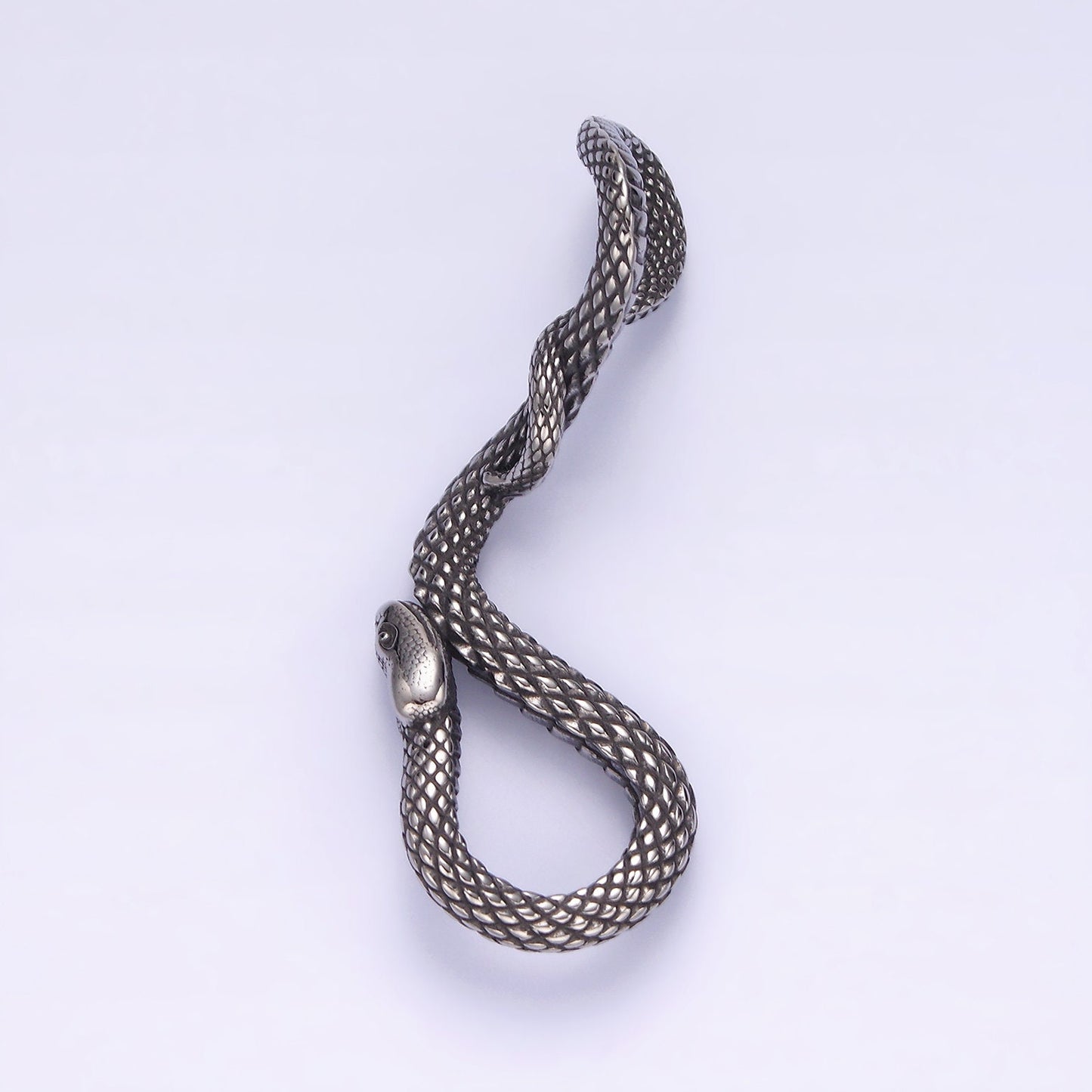 Stainless Steel 50mm Snake Serpent Scale Textured Curved Pendant | P738