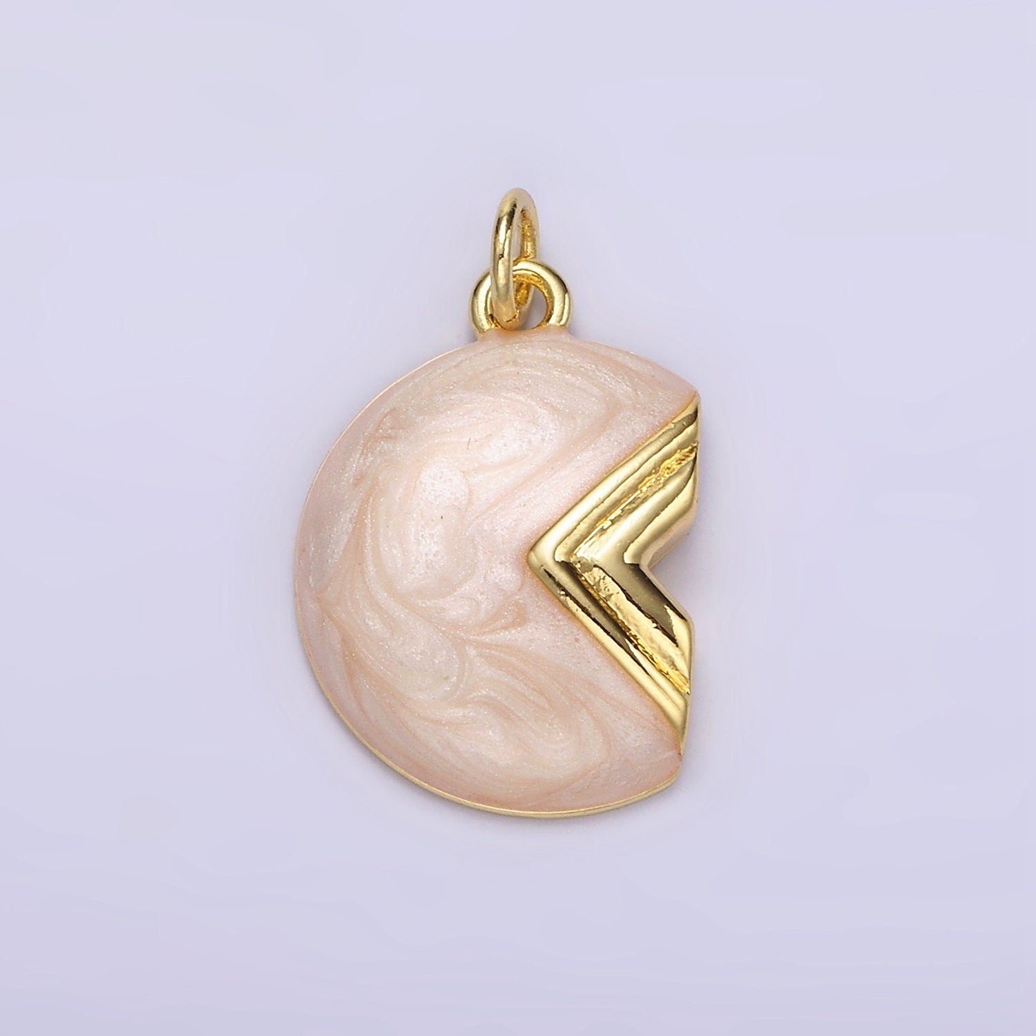 14K Gold Filled White, Teal Sparkly Enamel Crescent Moon Charm | N1148 N1149
