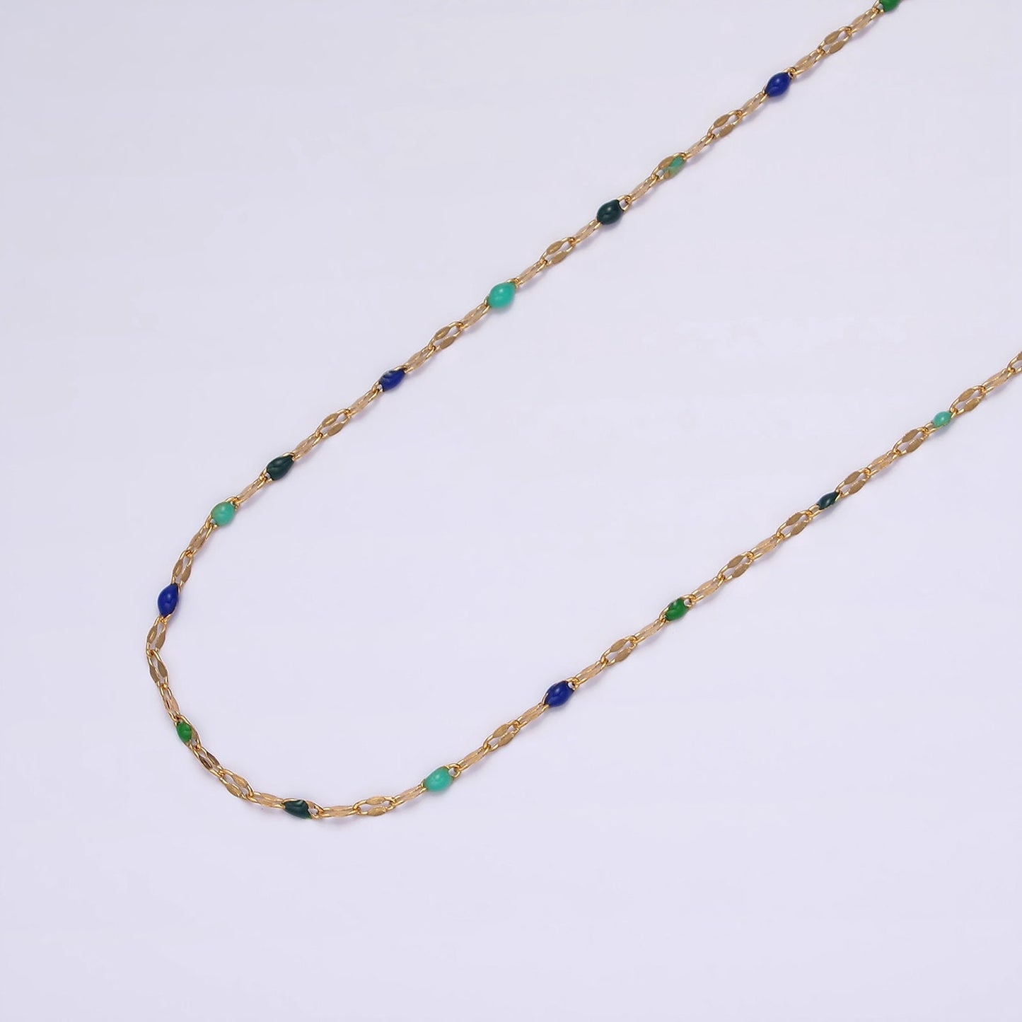 Stainless Steel Dark, Bright Rainbow Colorful Enamel Bead Link Unfinished Chain By Yard For Jewelry Making | ROLL-1425 ROLL-1426
