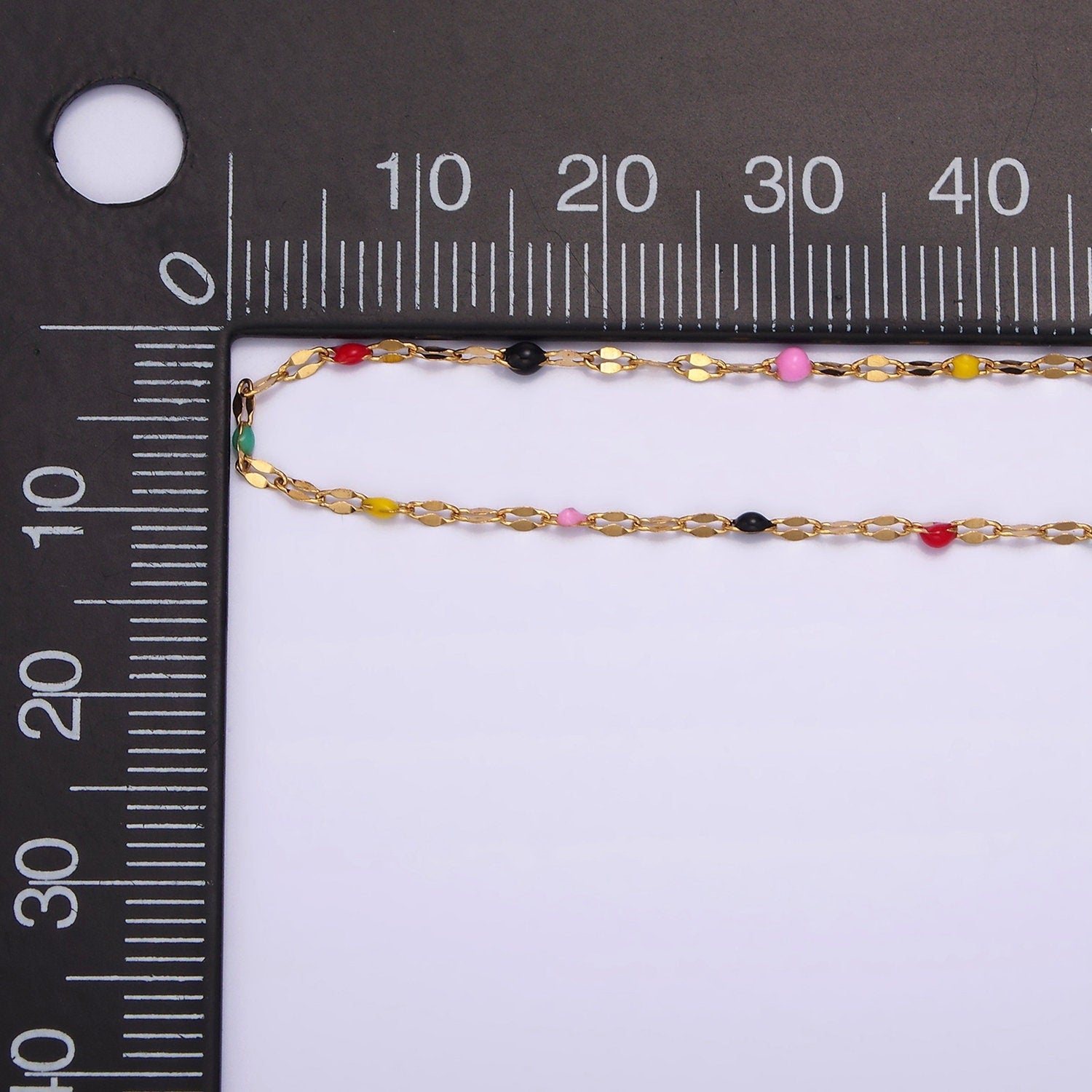 Stainless Steel Dark, Bright Rainbow Colorful Enamel Bead Link Unfinished Chain By Yard For Jewelry Making | ROLL-1425 ROLL-1426