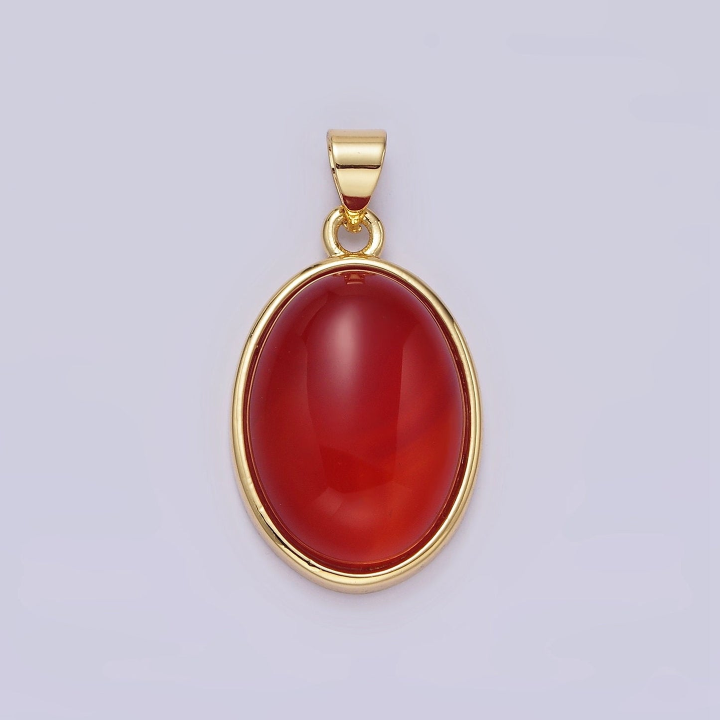 14K Gold Filled Red Carnelian, Labradorite Cabochon Oval Minimalist Pendant | AA683 AA684
