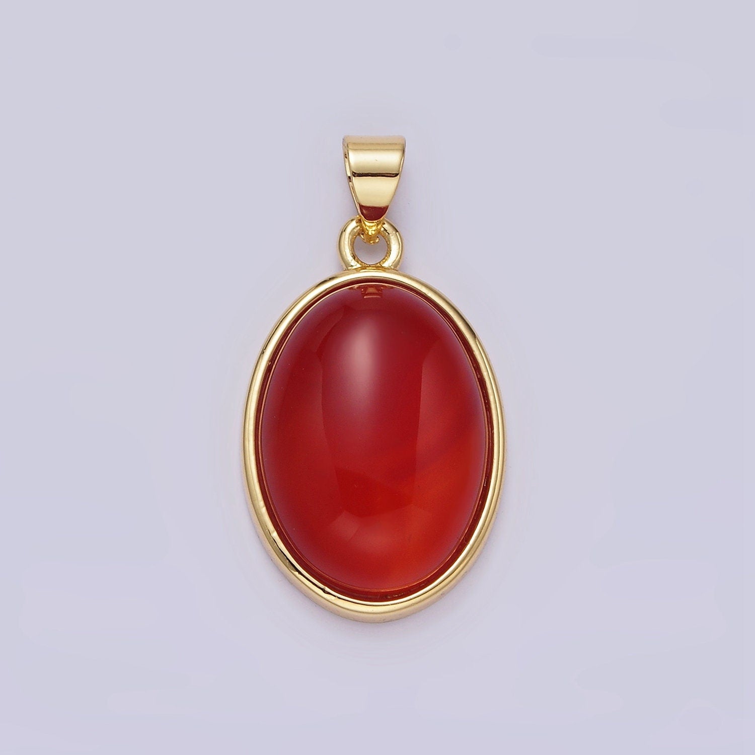 14K Gold Filled Red Carnelian, Labradorite Cabochon Oval Minimalist Pendant | AA683 AA684