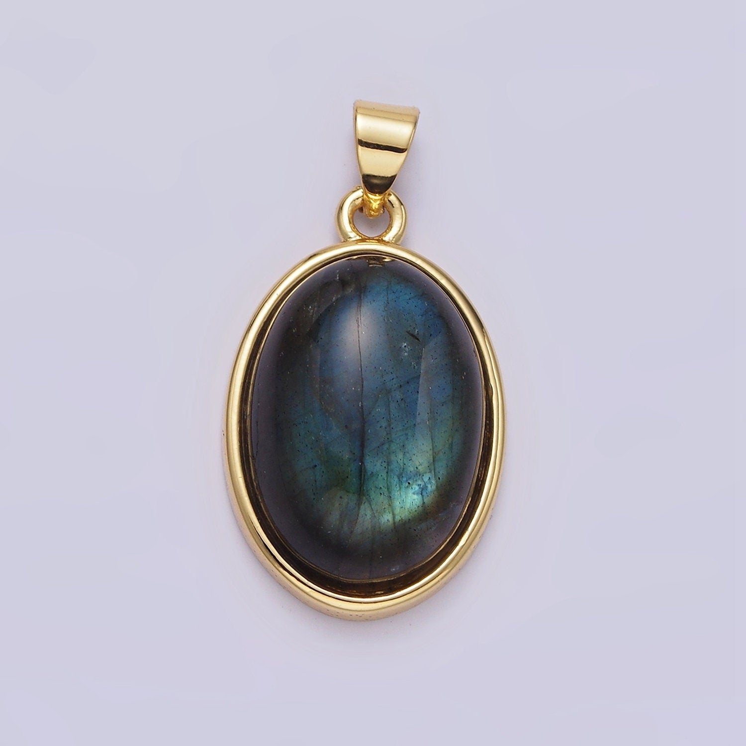 14K Gold Filled Red Carnelian, Labradorite Cabochon Oval Minimalist Pendant | AA683 AA684
