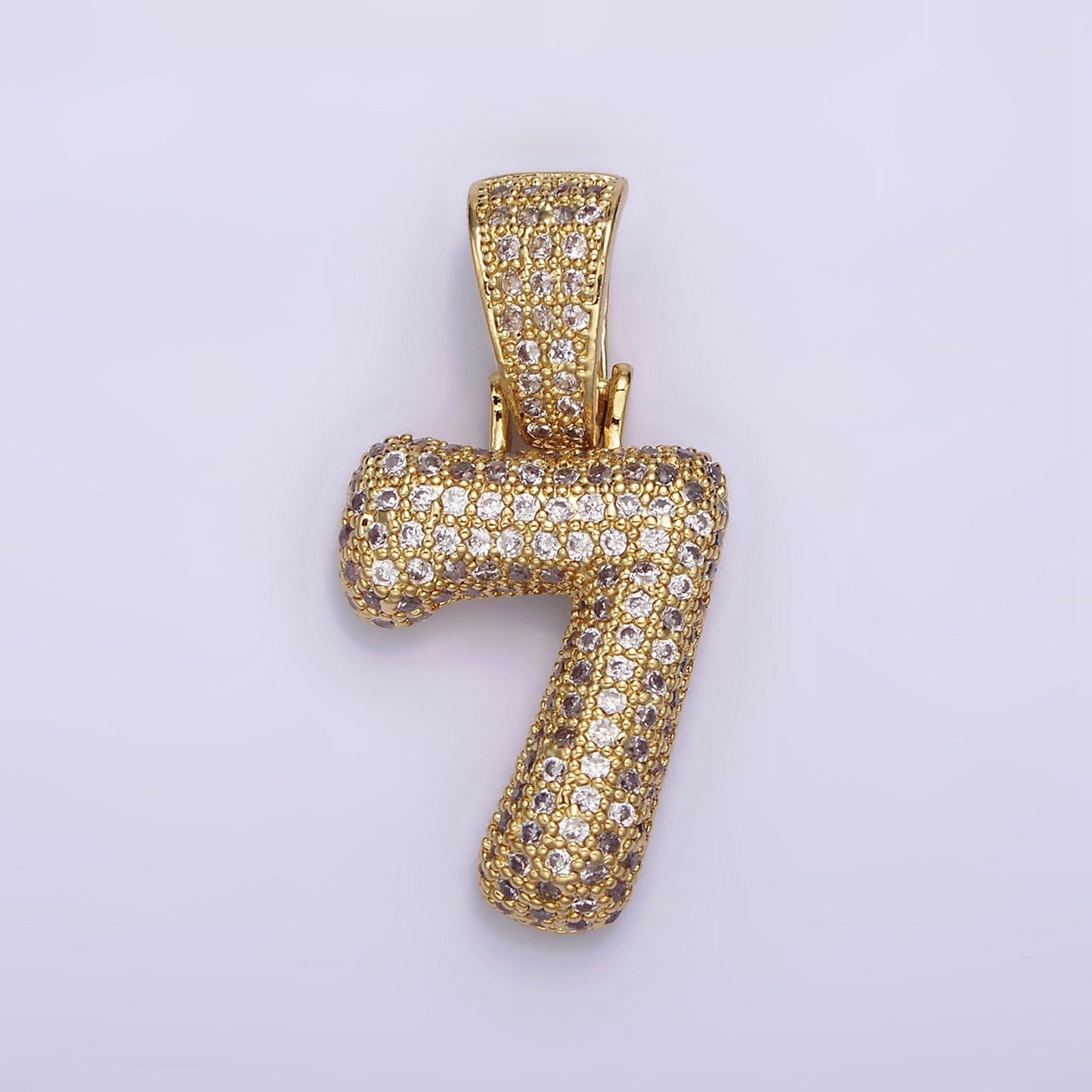 Gold Bubble Number Pendant, Hip Hop Bubble Number CZ Pendant Iced Numeric Charm Pendant for Men Woman Statement Jewelry AA695