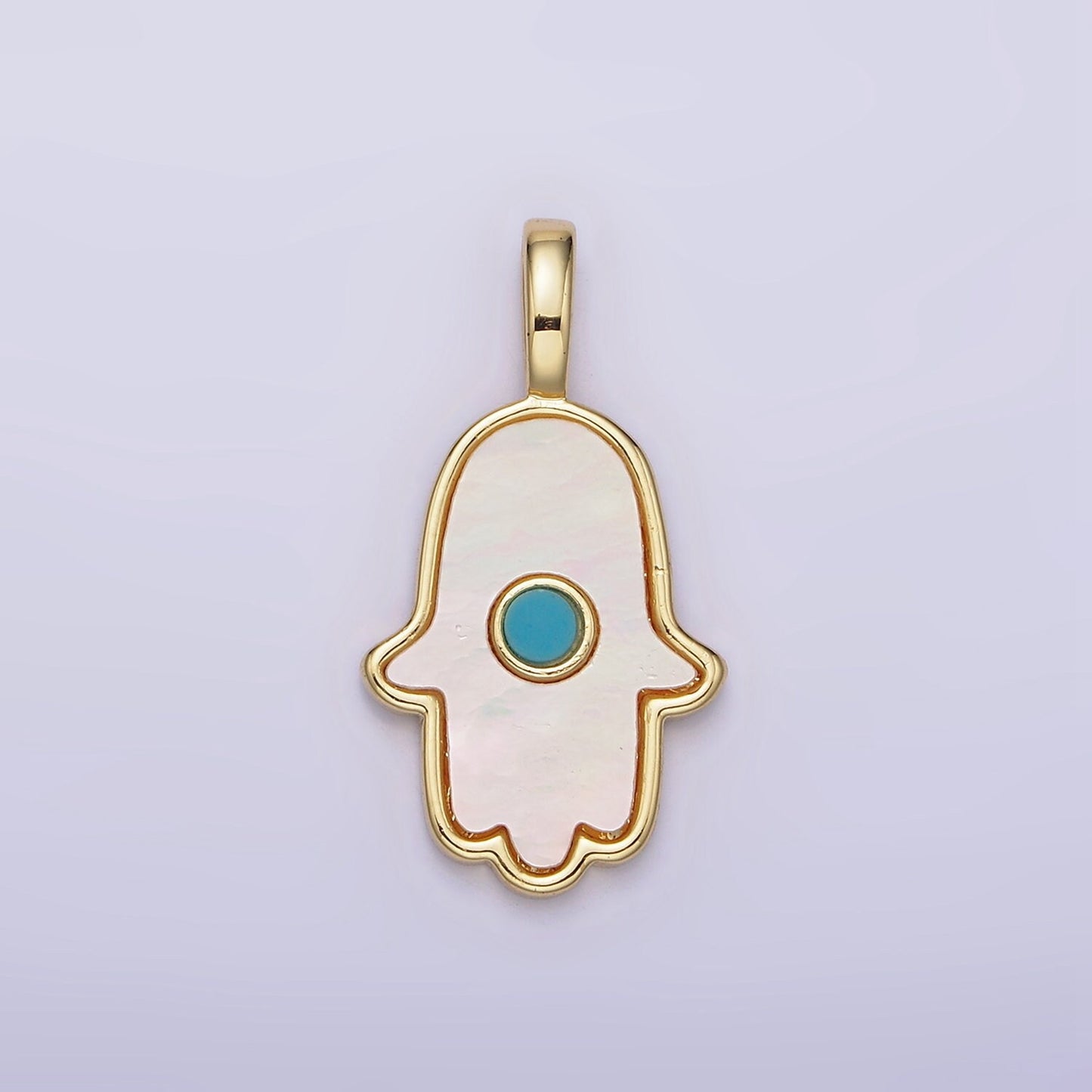 Hamsa Hand Mother of Pearl Charm 25.8x14mm Gold Filled Hand of Fatimah Pearl charm for Minimalist Jewelry N-1244