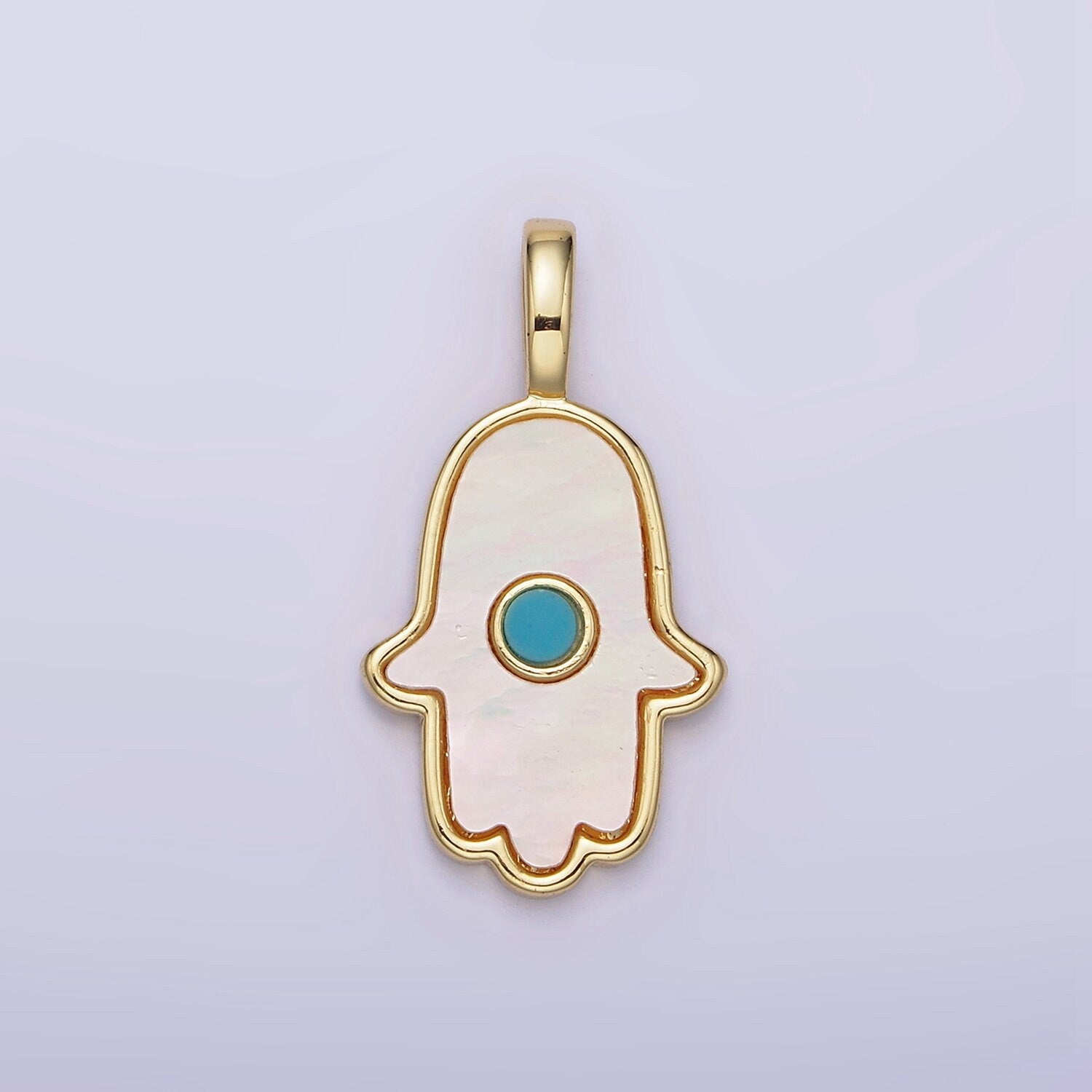 Hamsa Hand Mother of Pearl Charm 25.8x14mm Gold Filled Hand of Fatimah Pearl charm for Minimalist Jewelry N-1244